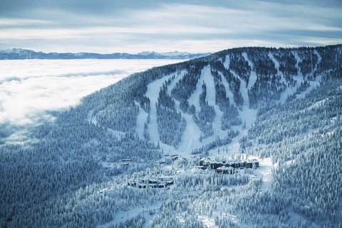 Arial view of resort in winter