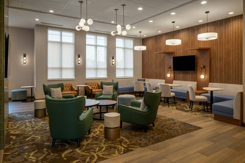 Spacious lobby seating encourages connections.