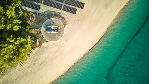 Thanda Island Aerial Helipad Solar Grid Hywell Waters