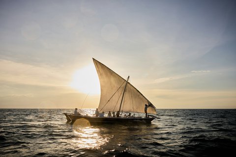 Thanda Island Activties Sailing Traditional East African Dhow Sunset Hywell Waters