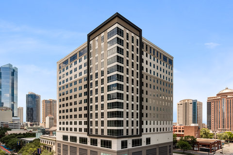 Discover downtown views surrounding your Houston stay.