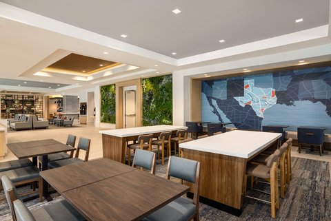 Comfortable lobby seating at our downtown Houston hotel.