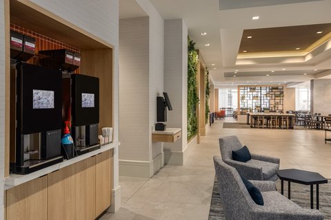 Enjoy a delicious coffee in our downtown Houston hotel lobby.