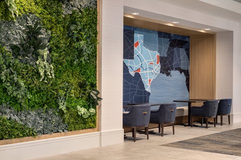 A welcoming lobby corner with Houston-inspired design.