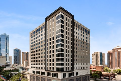 Daytime exterior of our downtown Houston hotel.