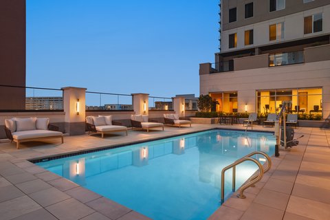 Outdoor Heated Swimming Pool-Night