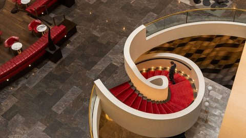 Grand staircase from lobby leading to Conference facilities