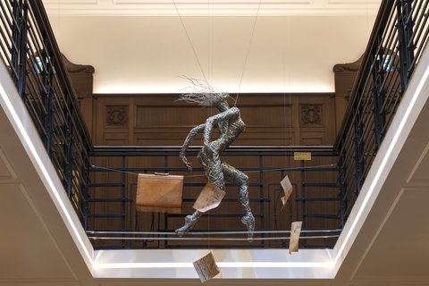Look up to discover artwork suspended above the atrium