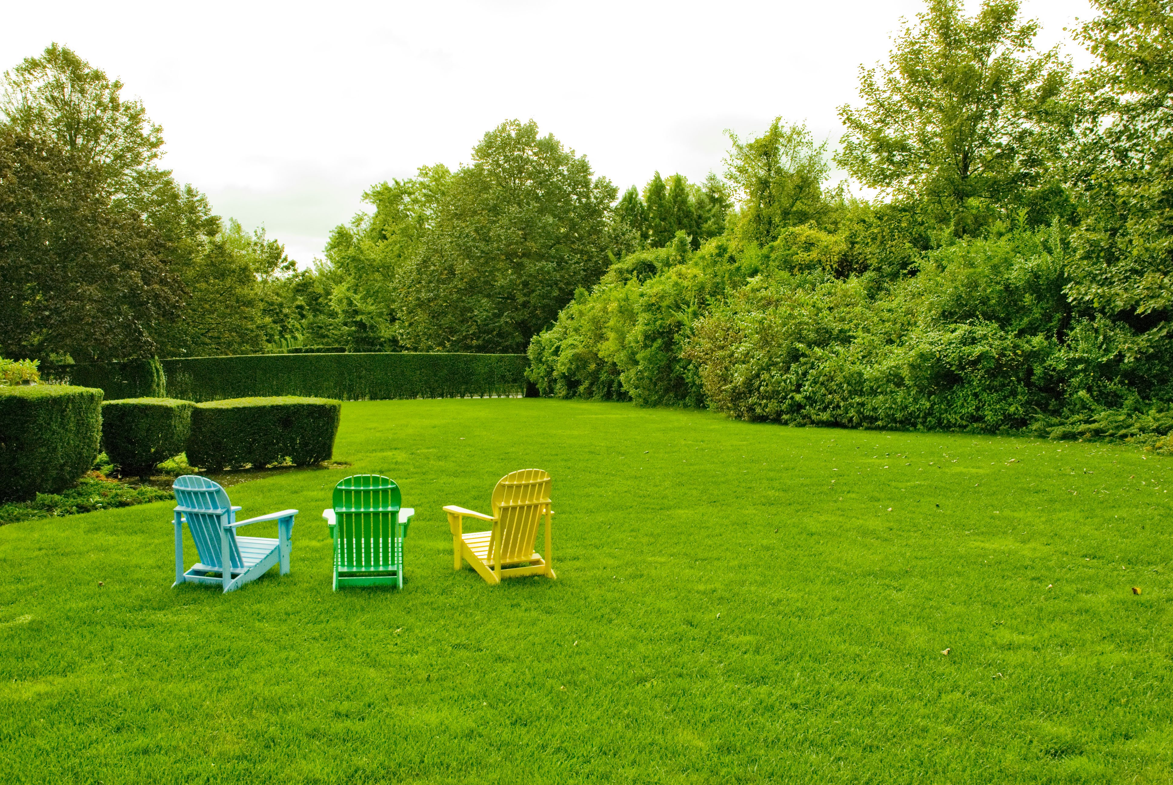 Colored Chairs On Lawn