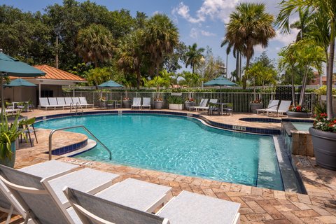 Poolside view with loungers