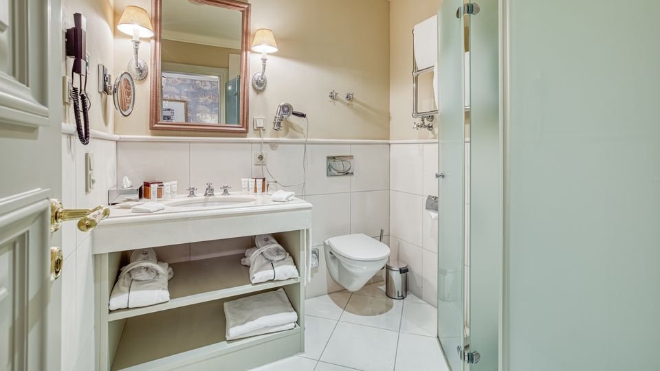SCHLOSSHOTEL FRIEDRICHSRUHE-guestroom-Comfort room Hunting Lodge bath - Wald & Schlosshotel Friedrichsruhe.jpg