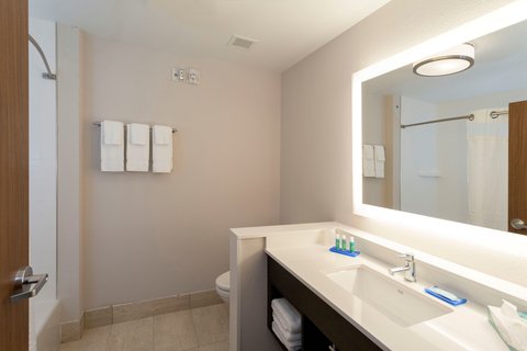 Our guest bathrooms have plenty of counter space to get ready.