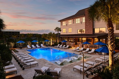 Pool Area at Dusk
