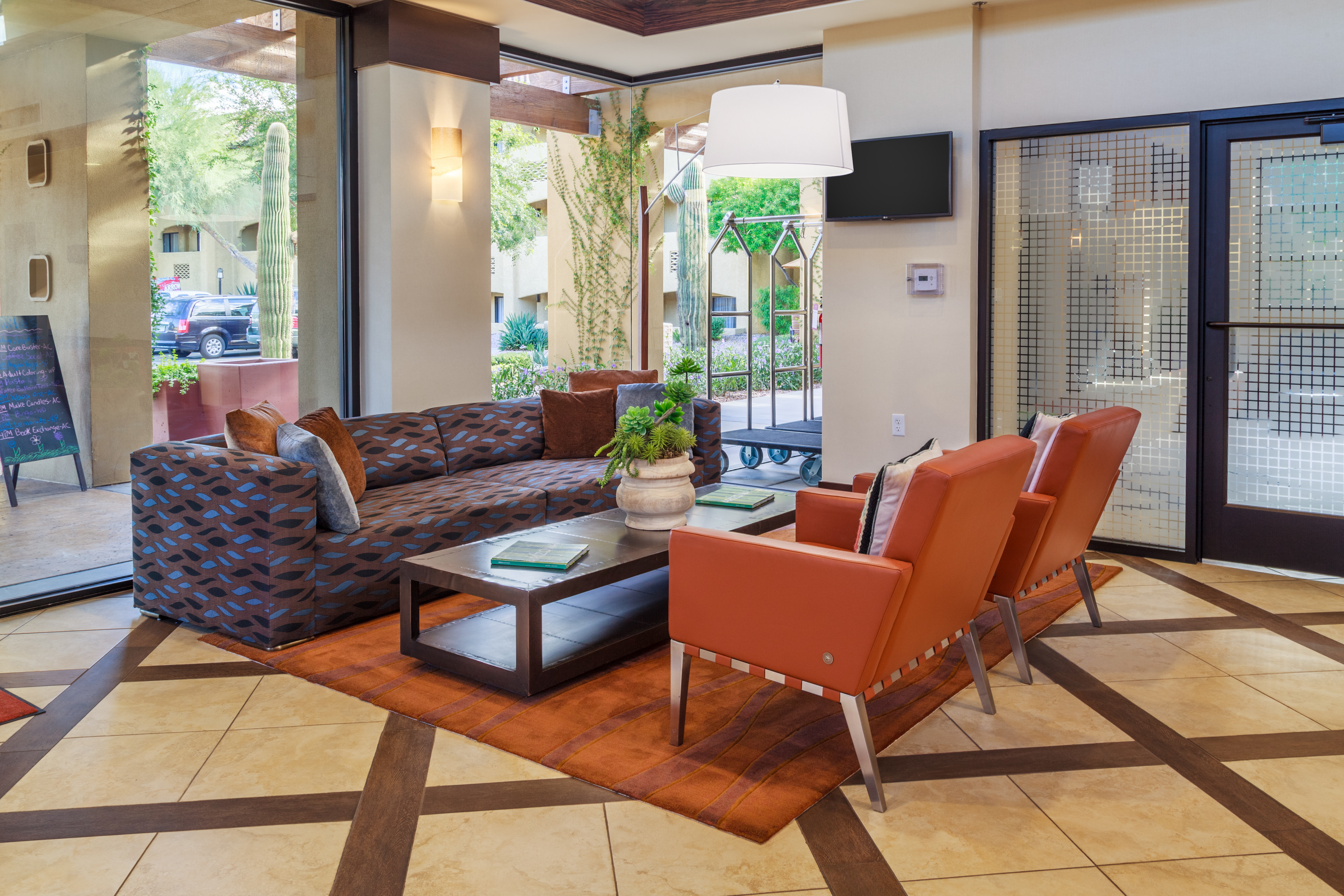 Guests can enjoy relaxing in the lobby of the resort