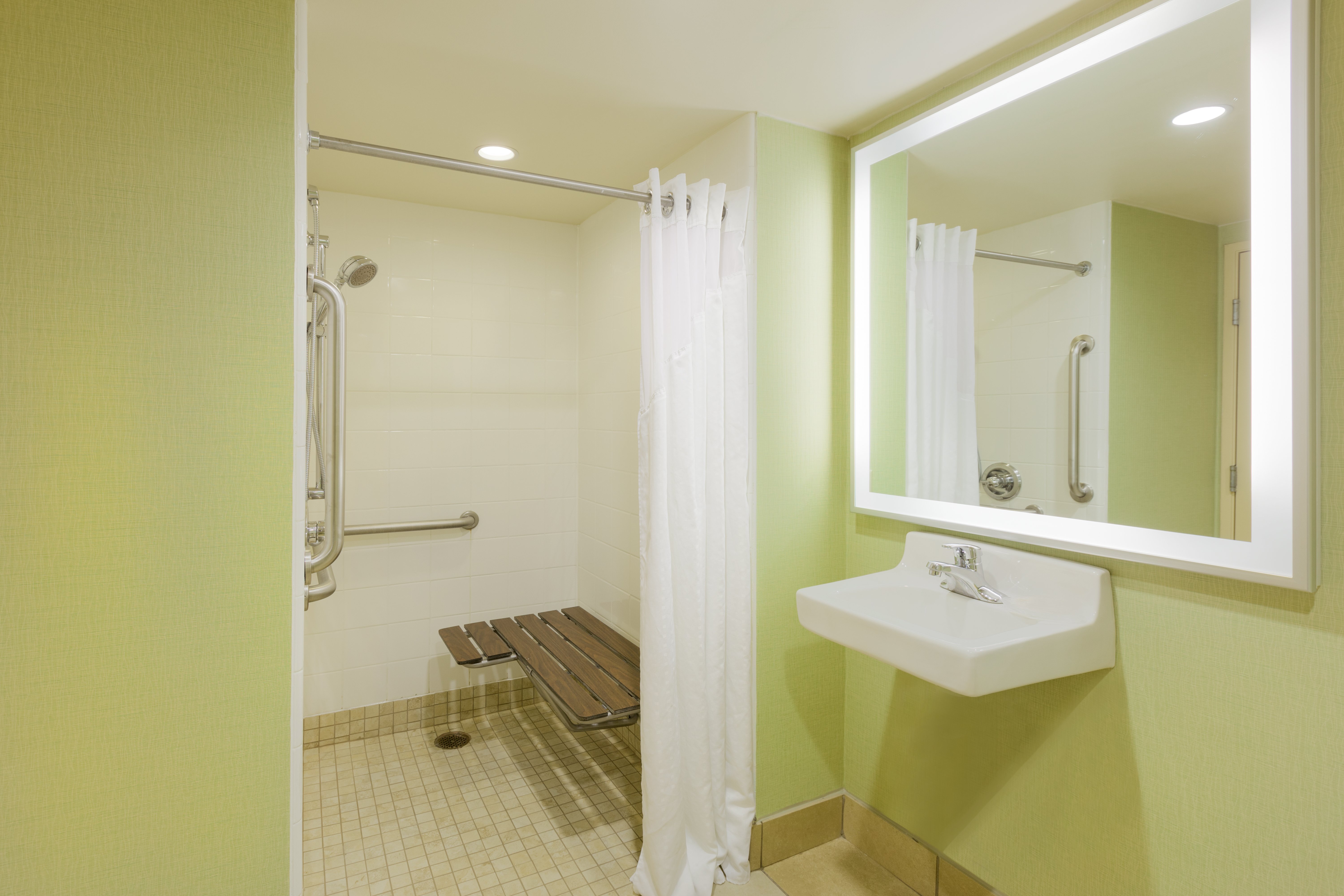 Accessible Guest Bathroom with roll-in shower