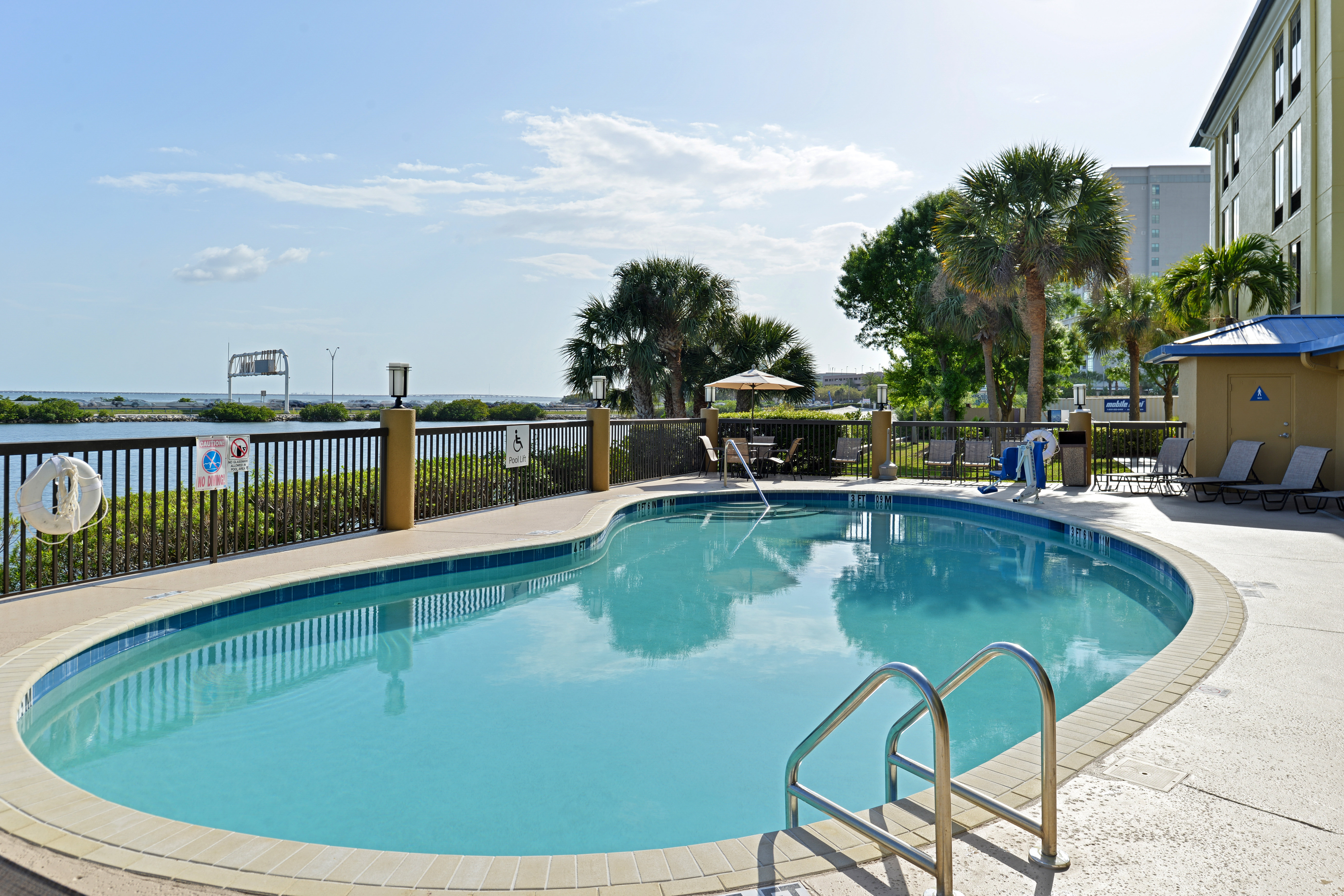 Outdoor pool over looking the beautiful waters of Tampa Bay