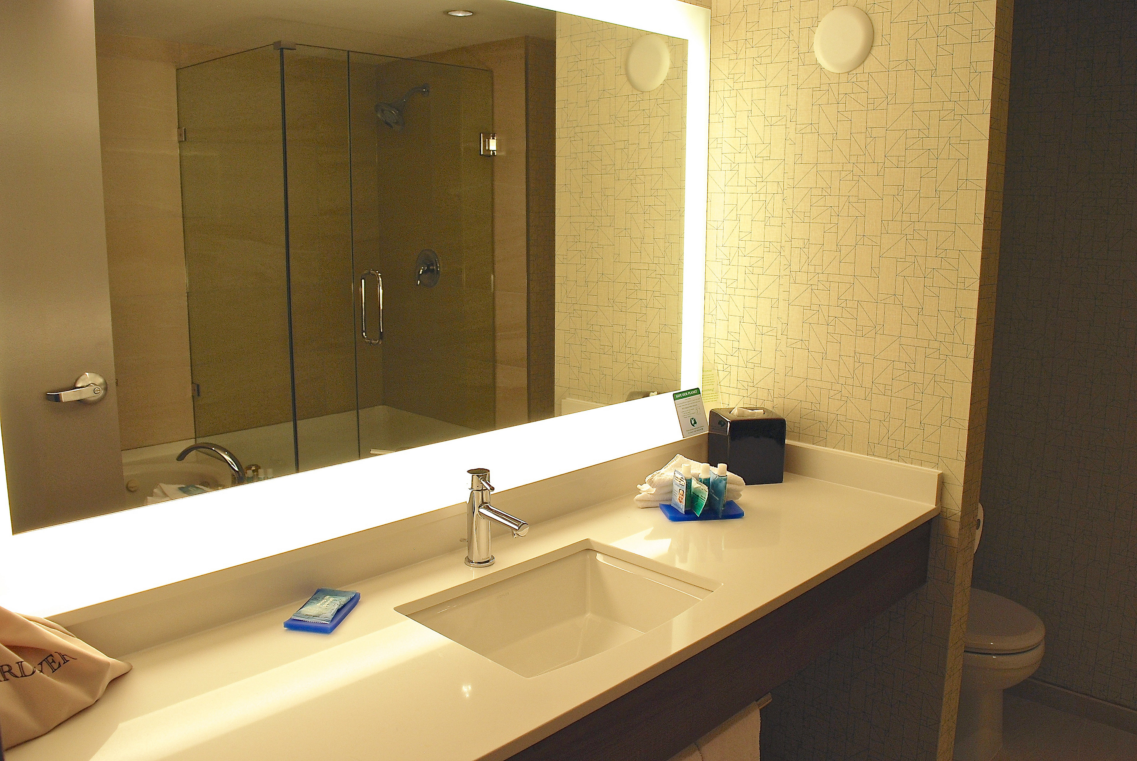 Unwind in our clean and spacious guest bathroom.