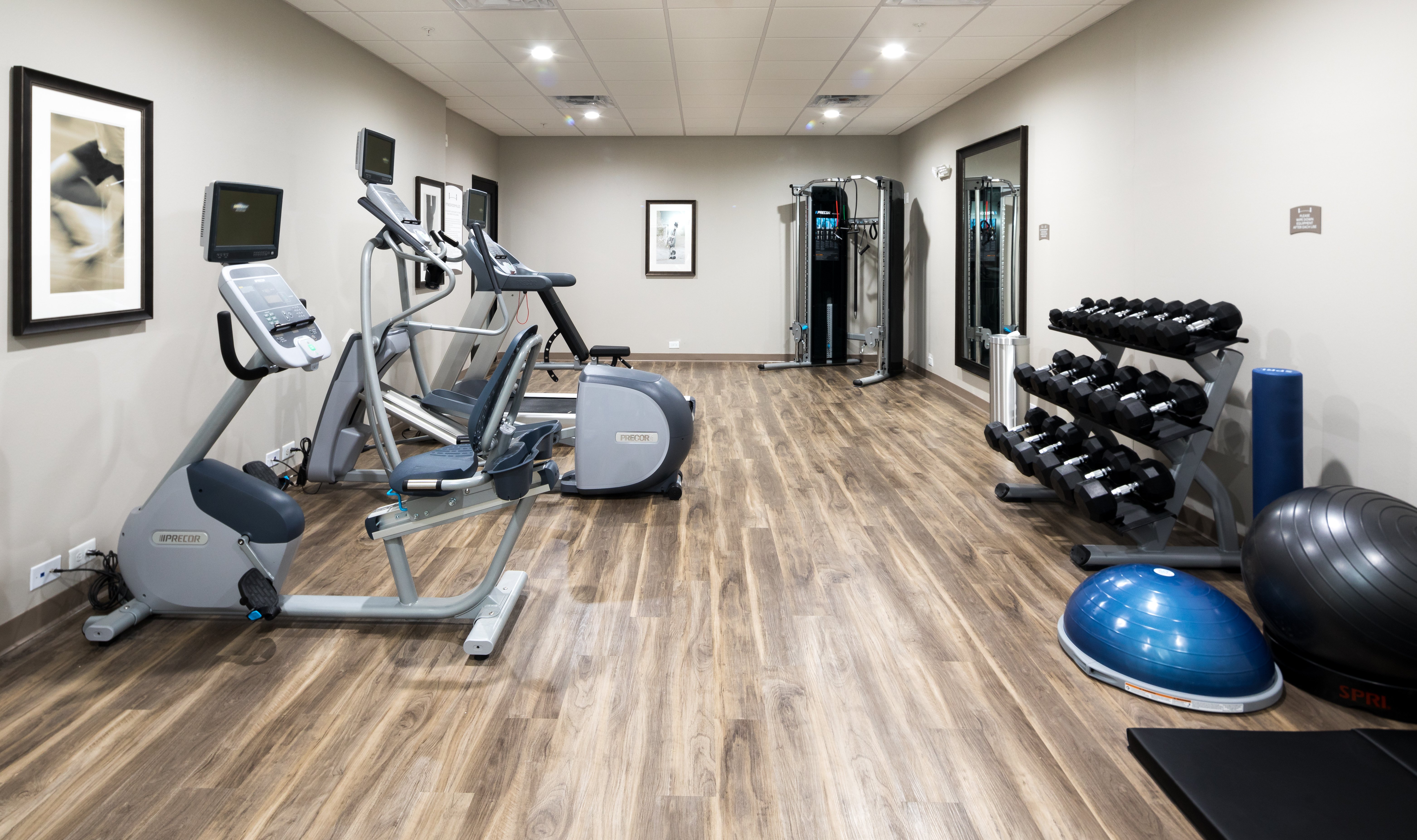 Keep your workout routine in our fully equipped fitness room!