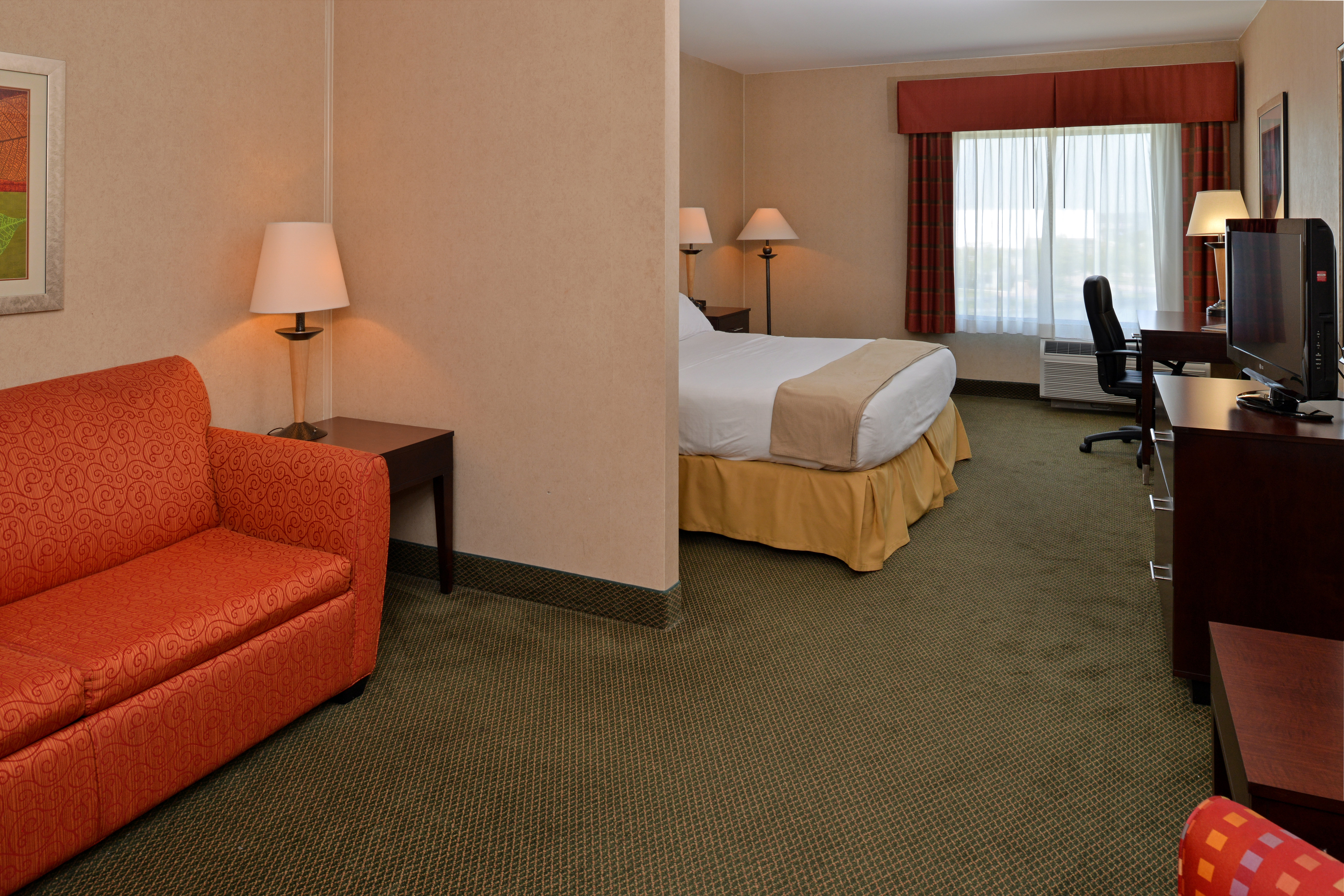 Enjoy your stay in our spacious one room suite with a king bed
