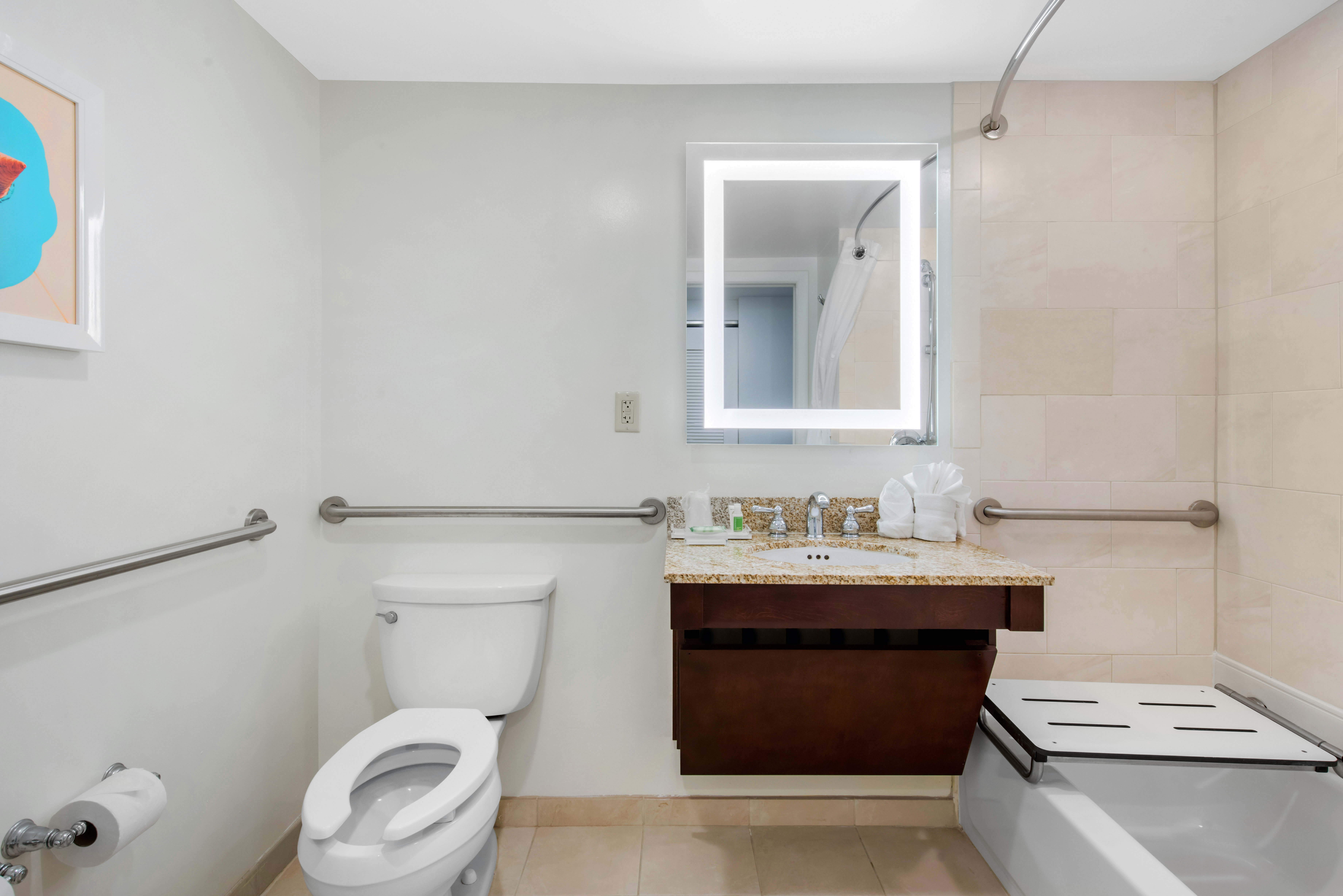 Modern, Clean & Spacious Guest Bathrooms - ADA Accessible