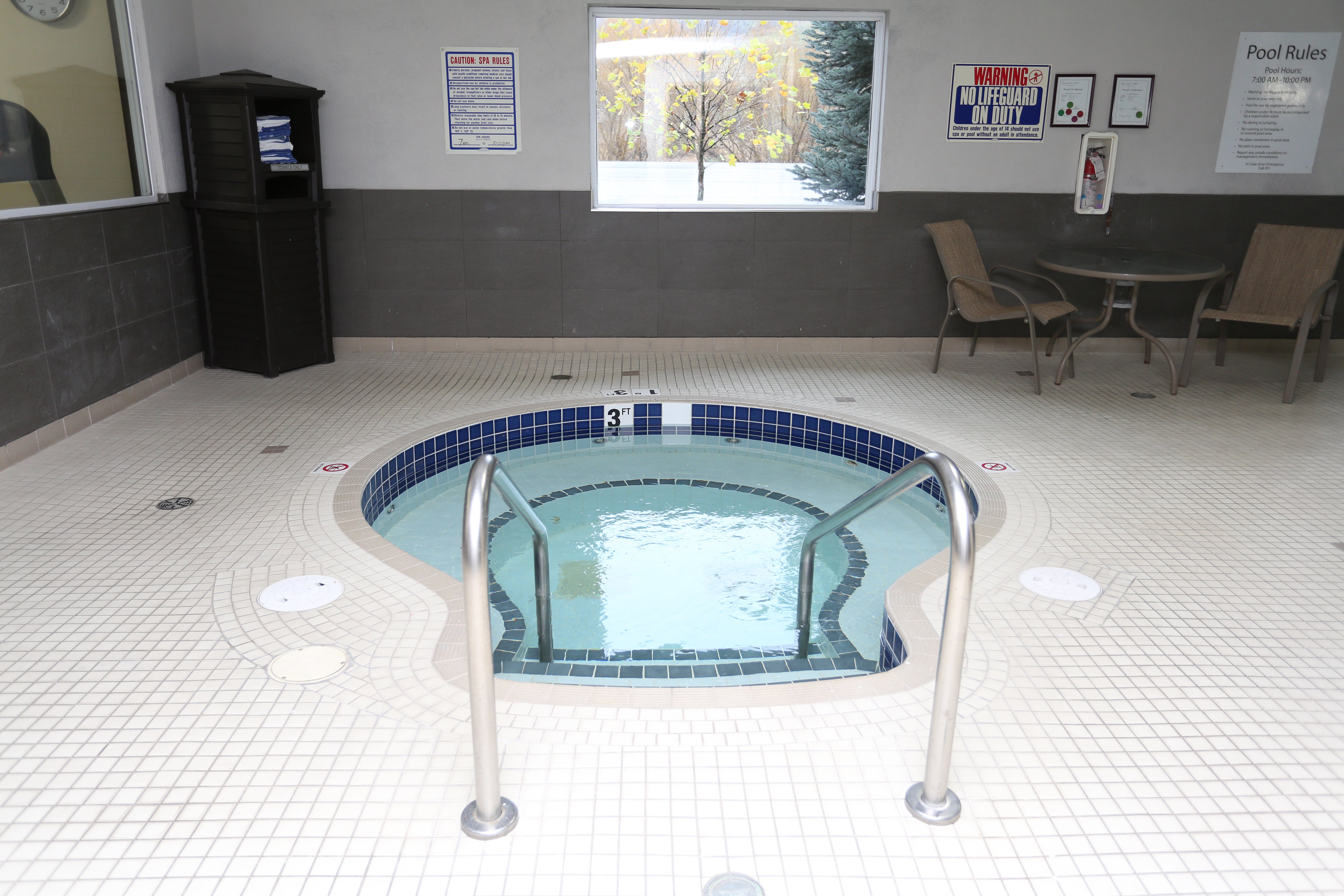 Our whirlpool is located in the pool area