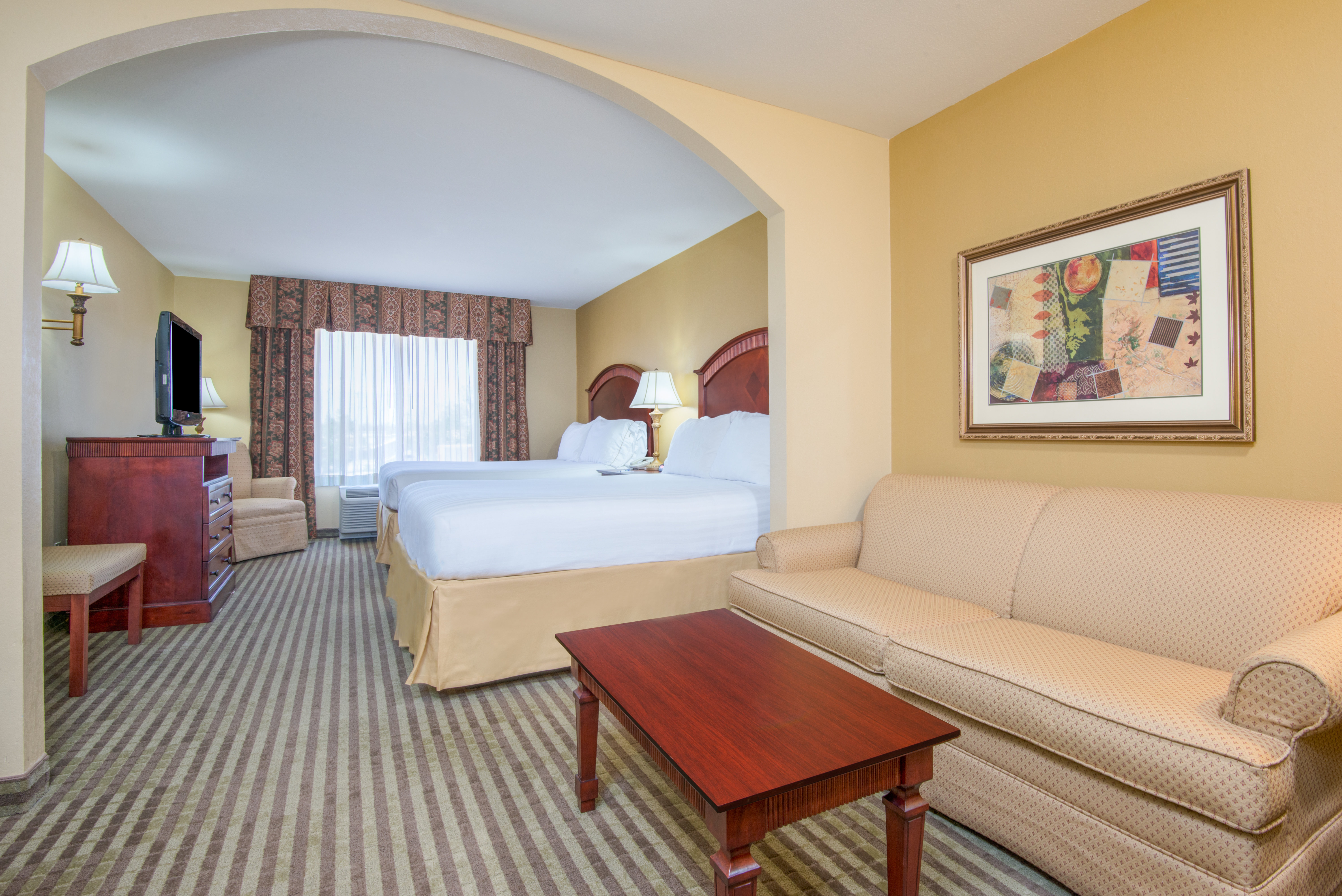 Holiday Inn Express Hotel roomy Two Queen Suite in Enid Oklahoma 