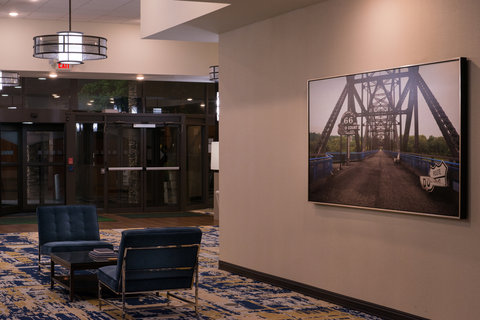 Hotel Lobby with illustrations of local atractions