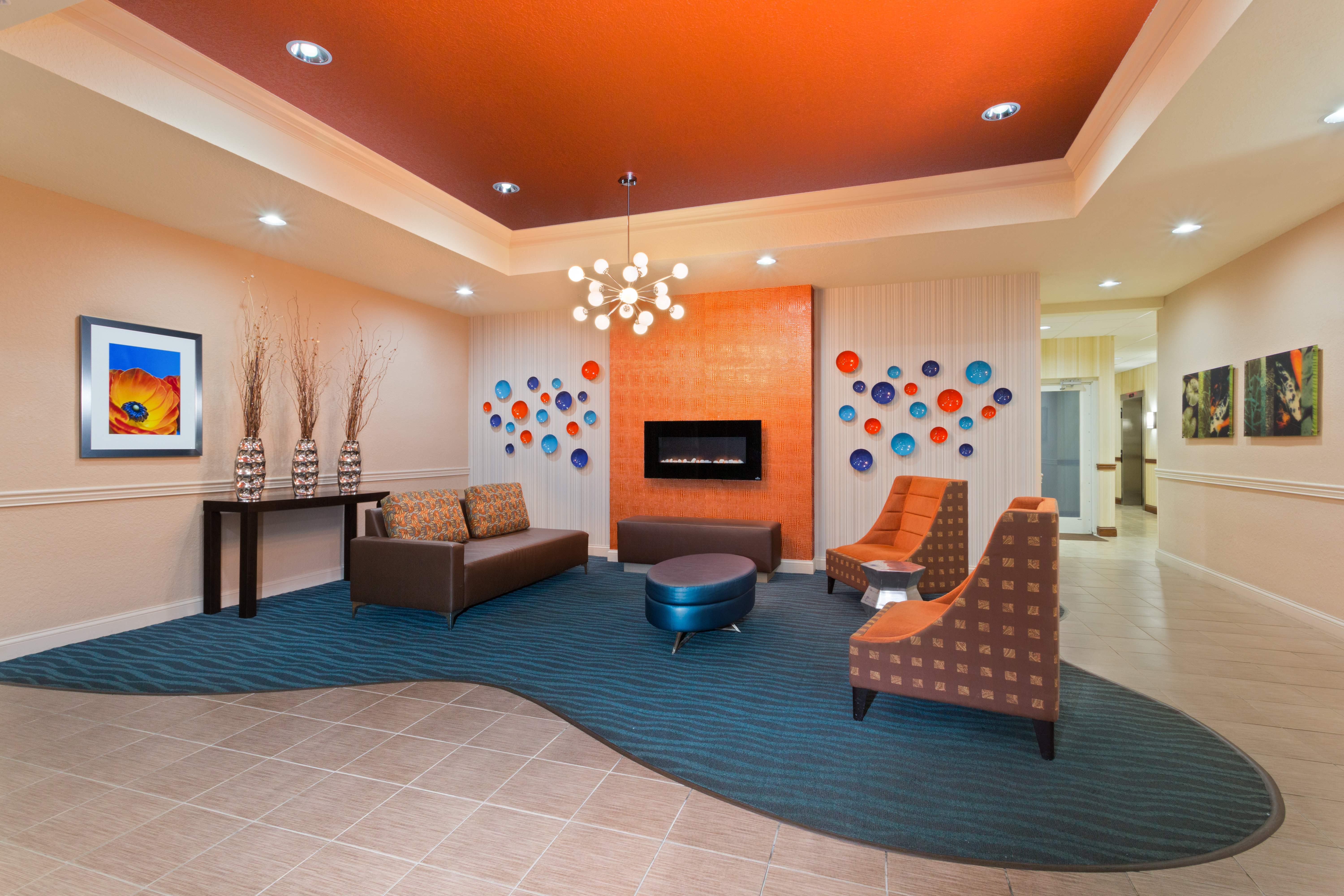 Our lobby is a great place to mingle with friends and family.