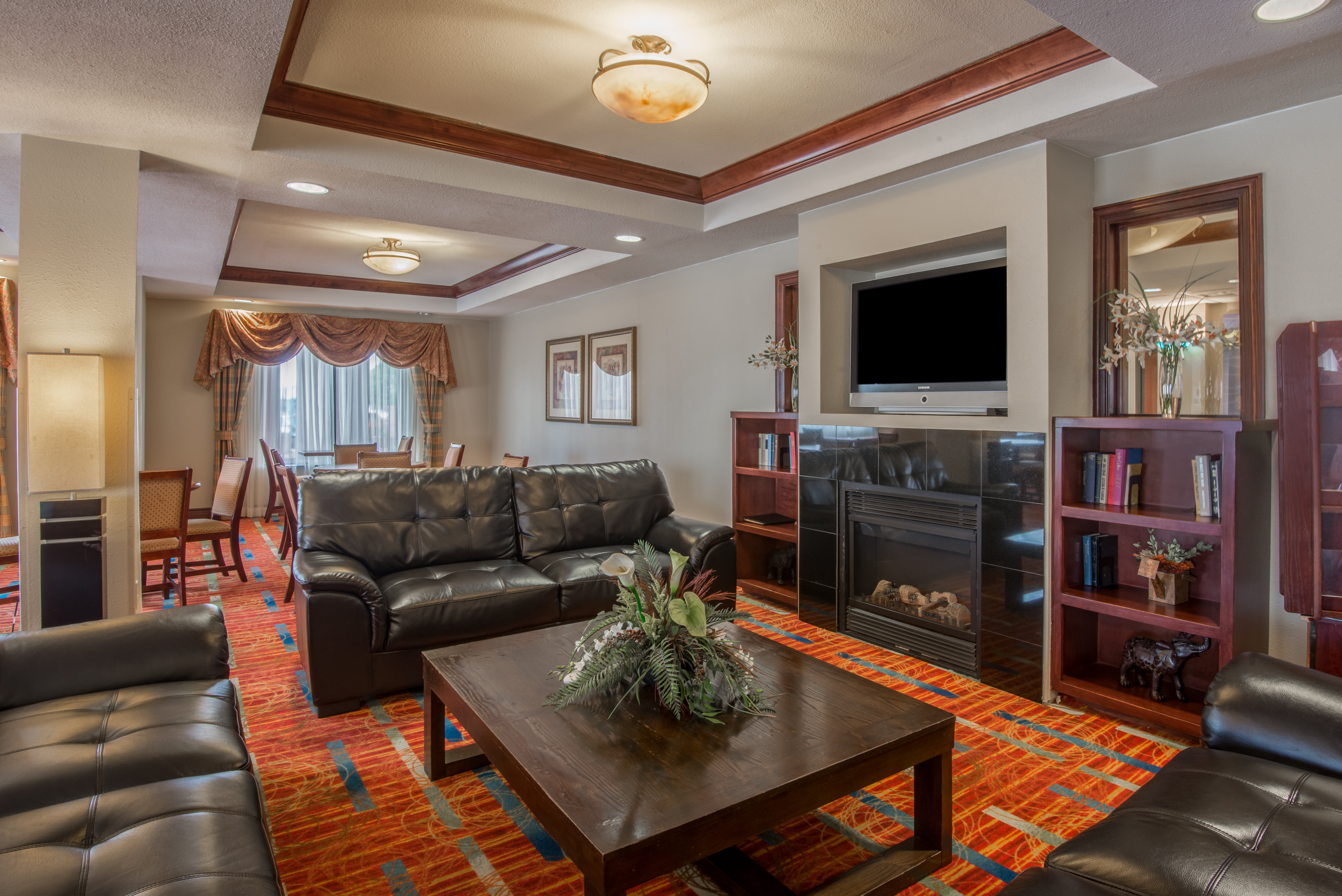 Plush and cozy lobby in our Enid Oklahoma hotel