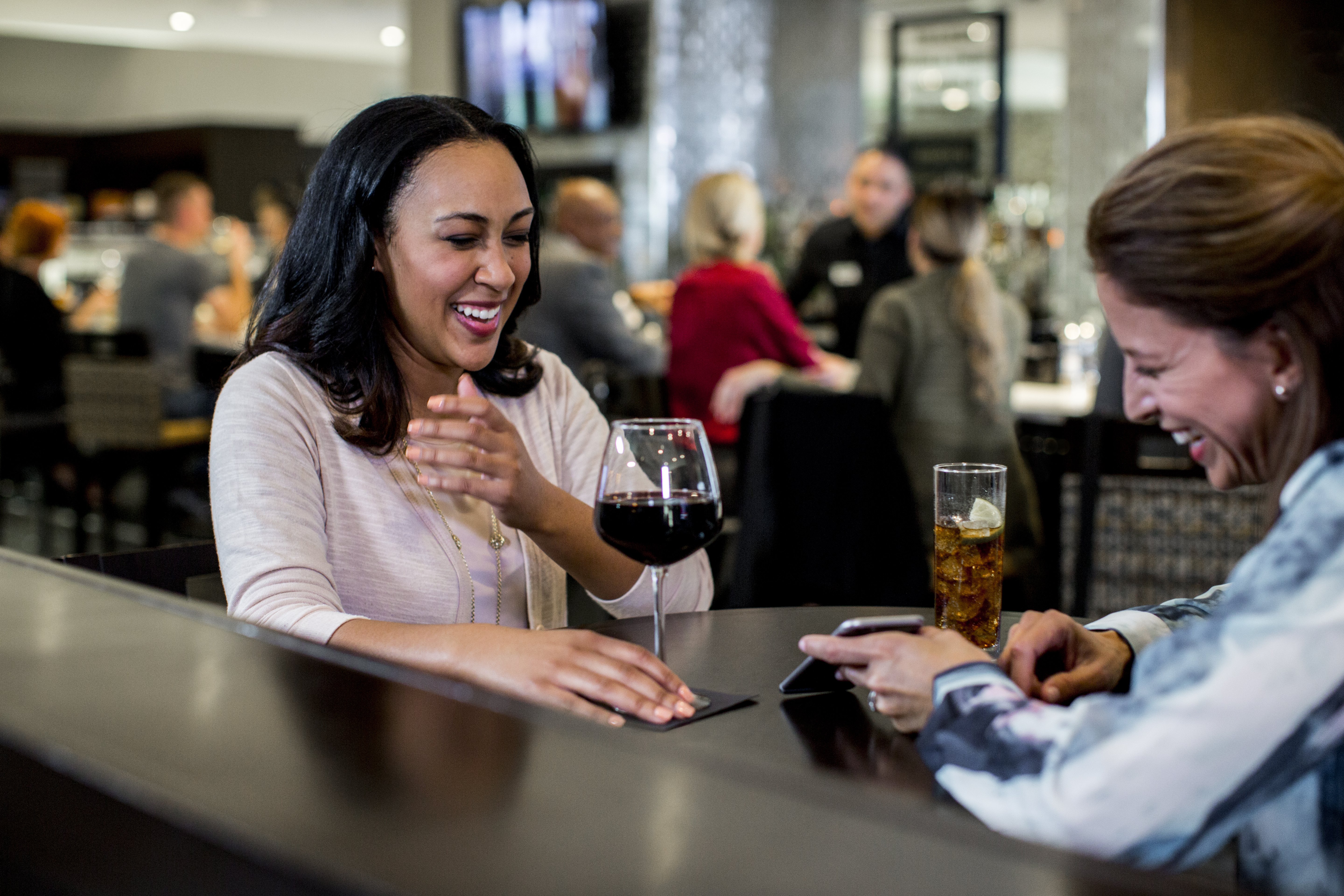 Enjoy a glass of wine at Landmarks Bar