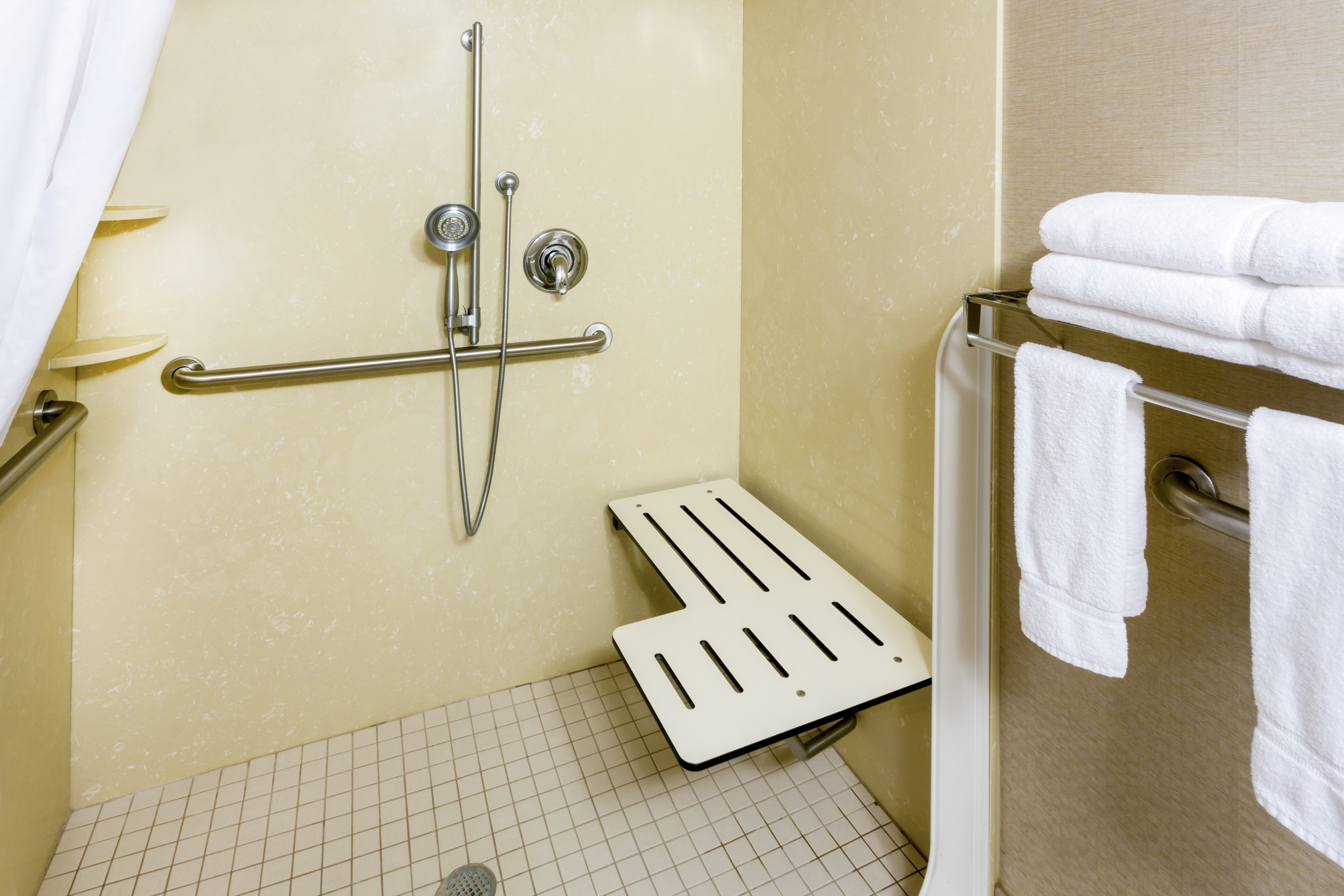 ADA/Handicapped Guest Bathroom with roll-in shower