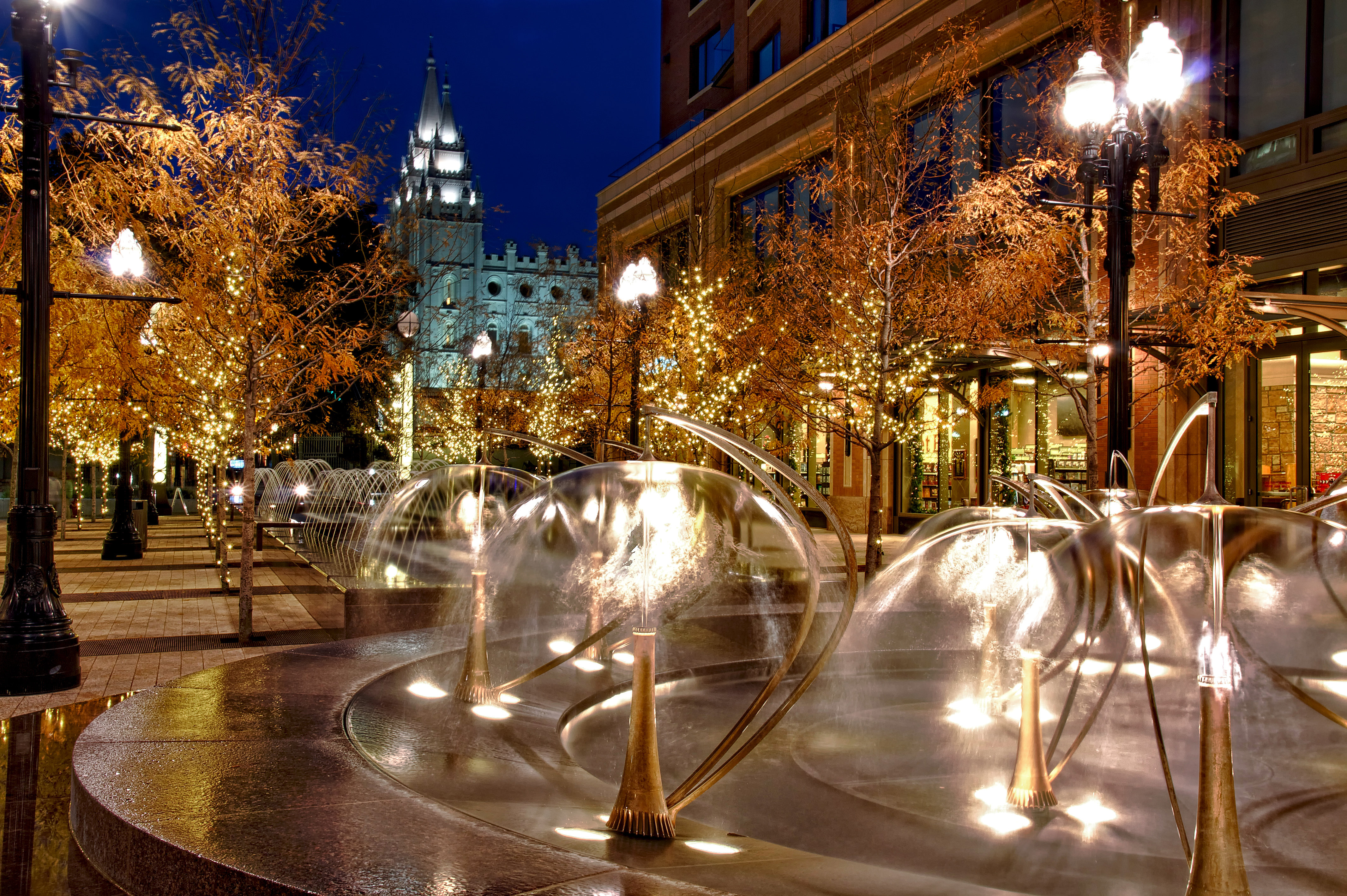 City Creek fountains and shopping center is within two blocks