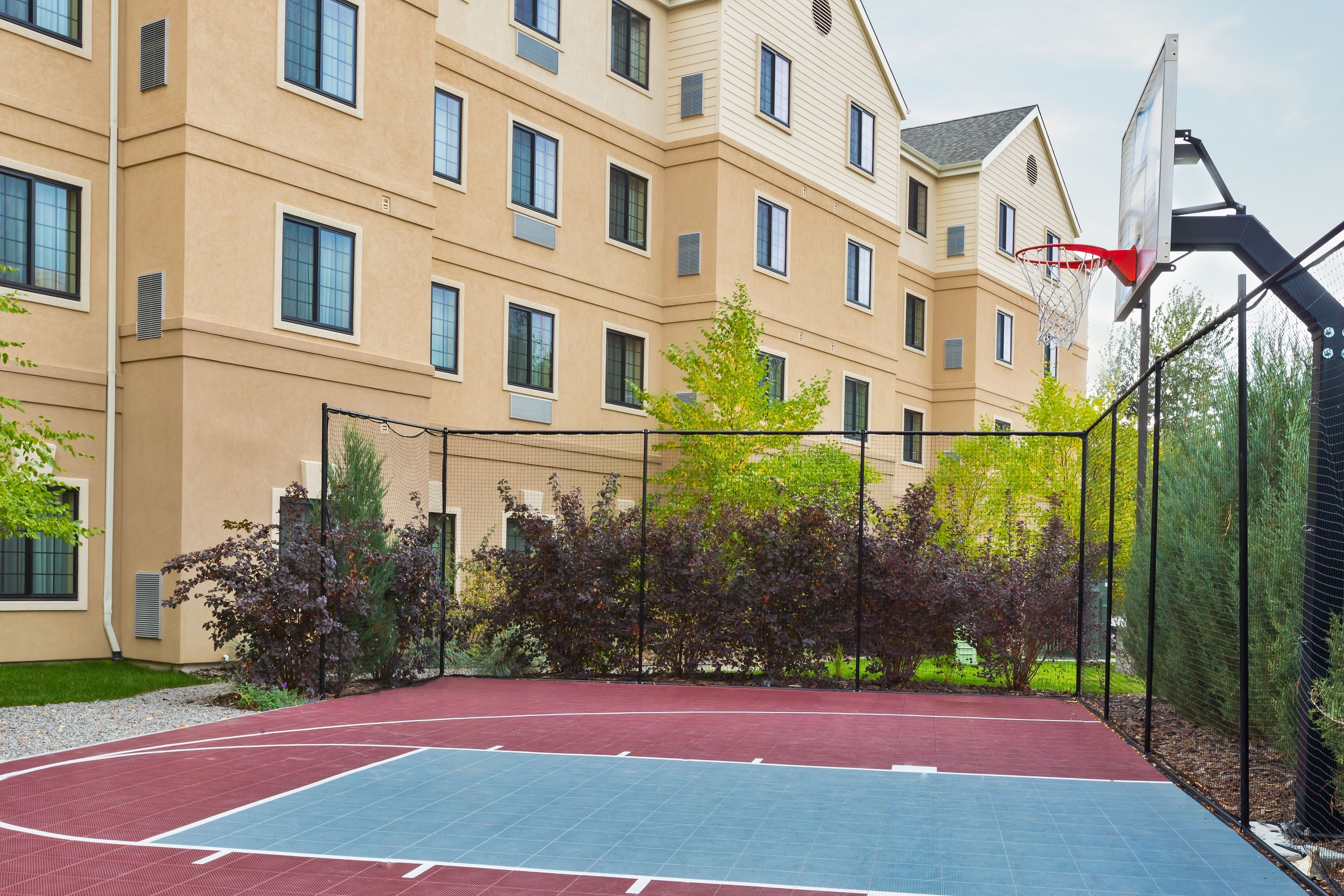 Enjoy a pick-up game at our outdoor basketball court