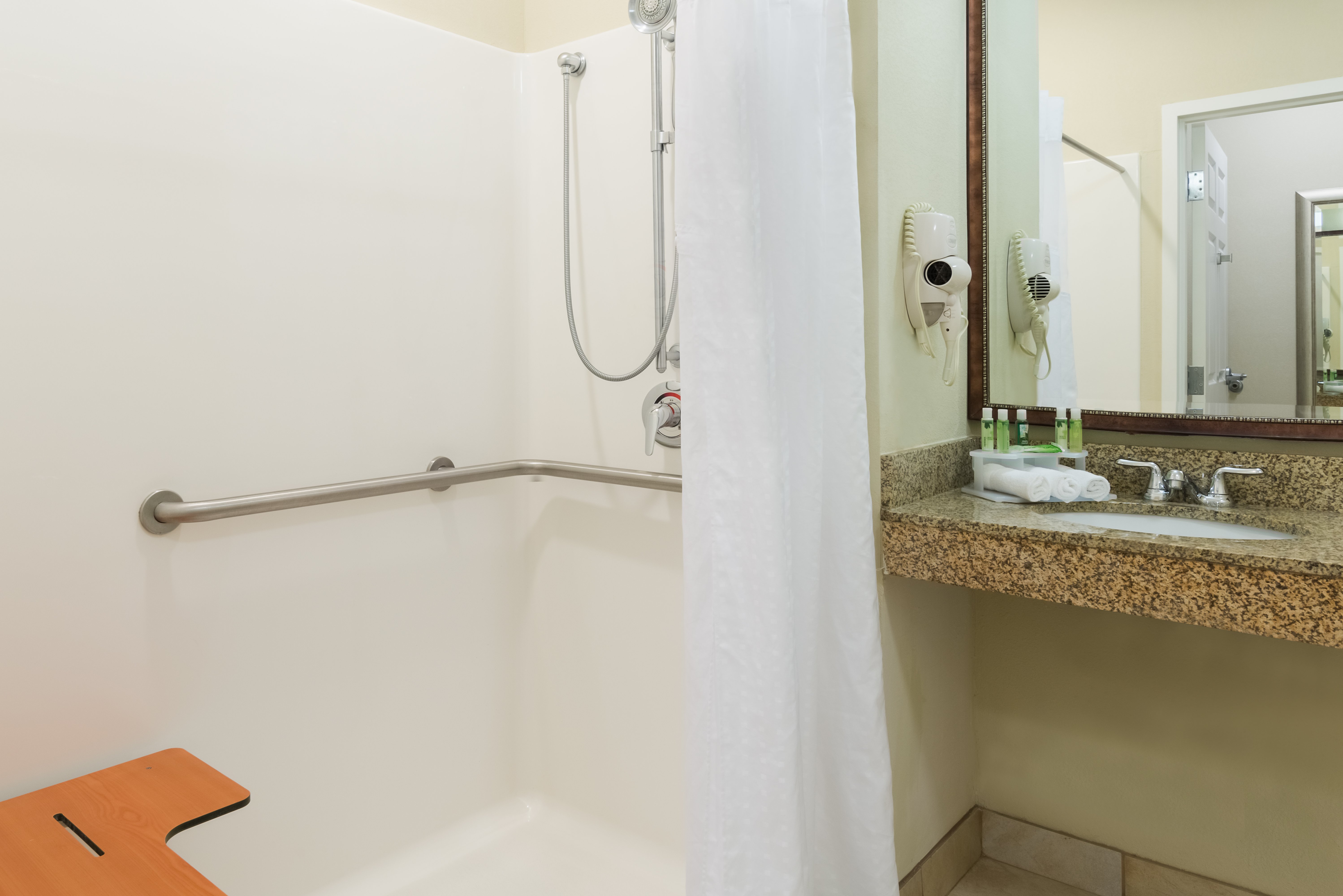 ADA/Handicapped accessible Guest Bathroom with roll-in shower