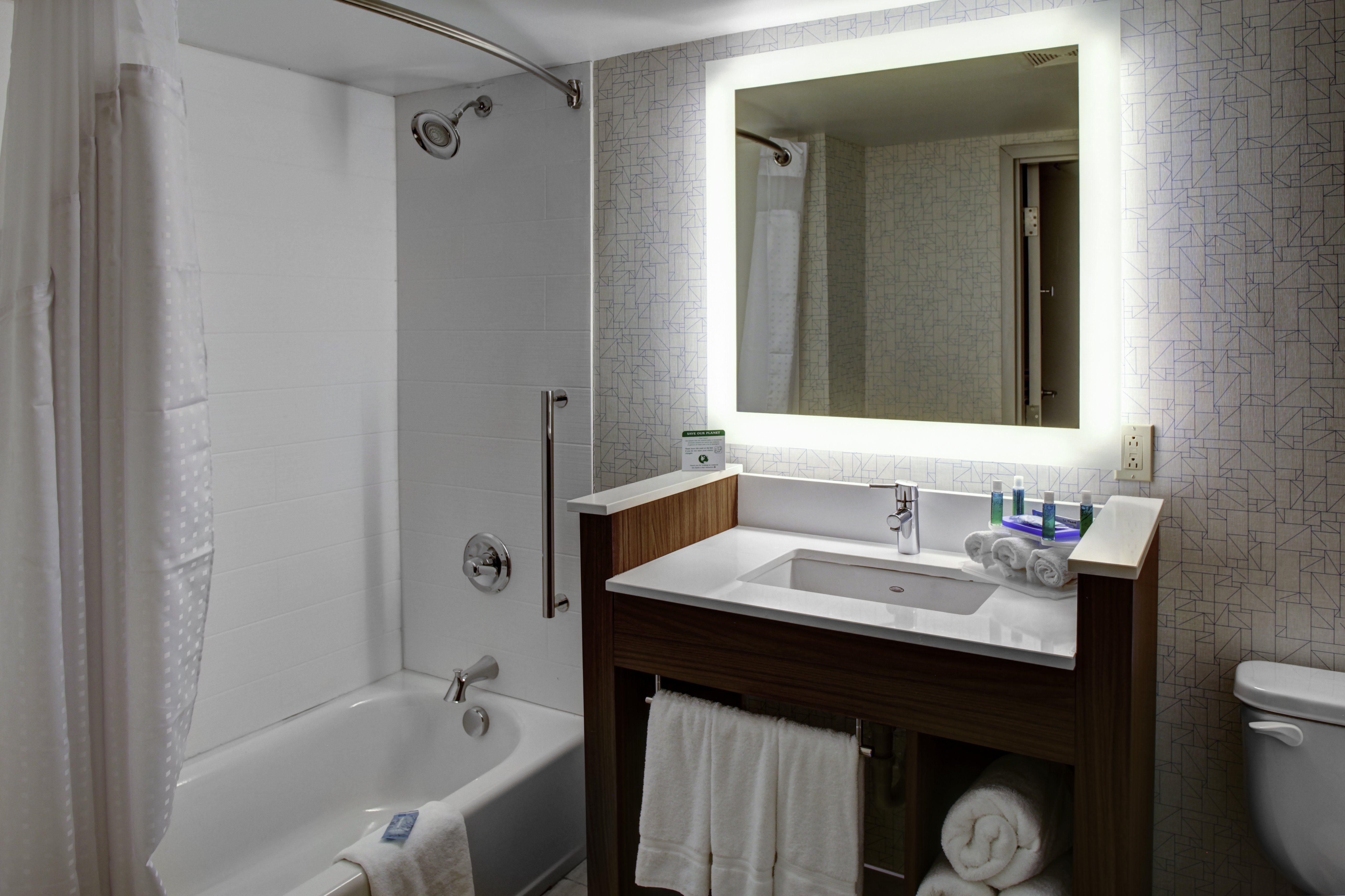 Enjoy Our Well-Lit Bathrooms Equipped With Everything You Need!
