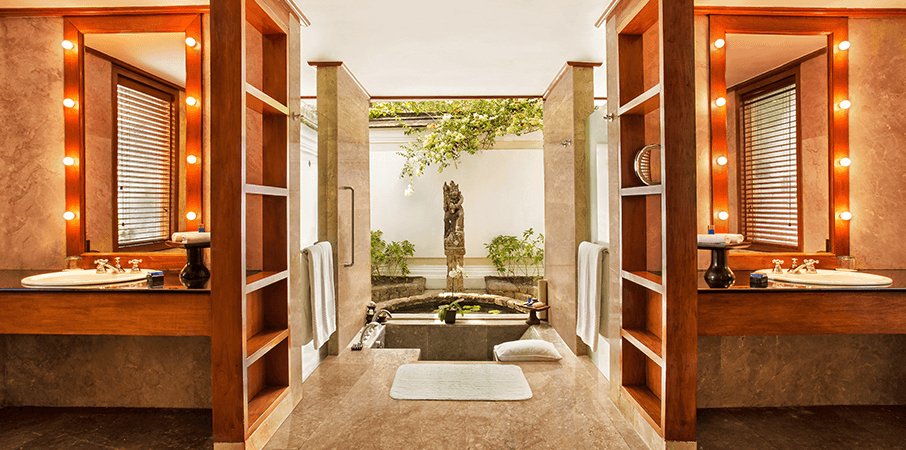 The Oberoi, Bali-guestroom-Luxury Villa Bathroom Garden View.jpg