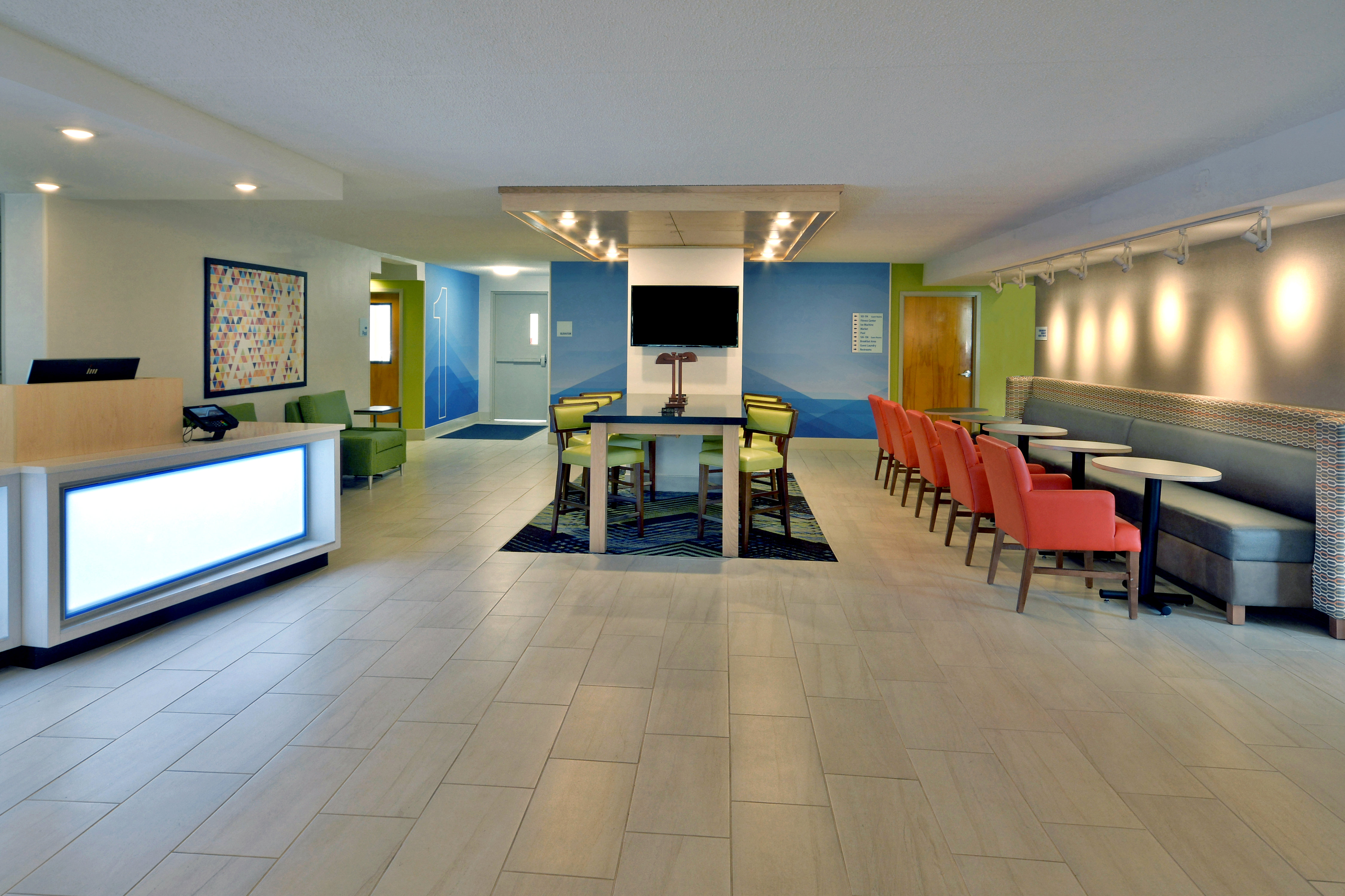 There's plenty of room to gather with friends in our modern lobby.