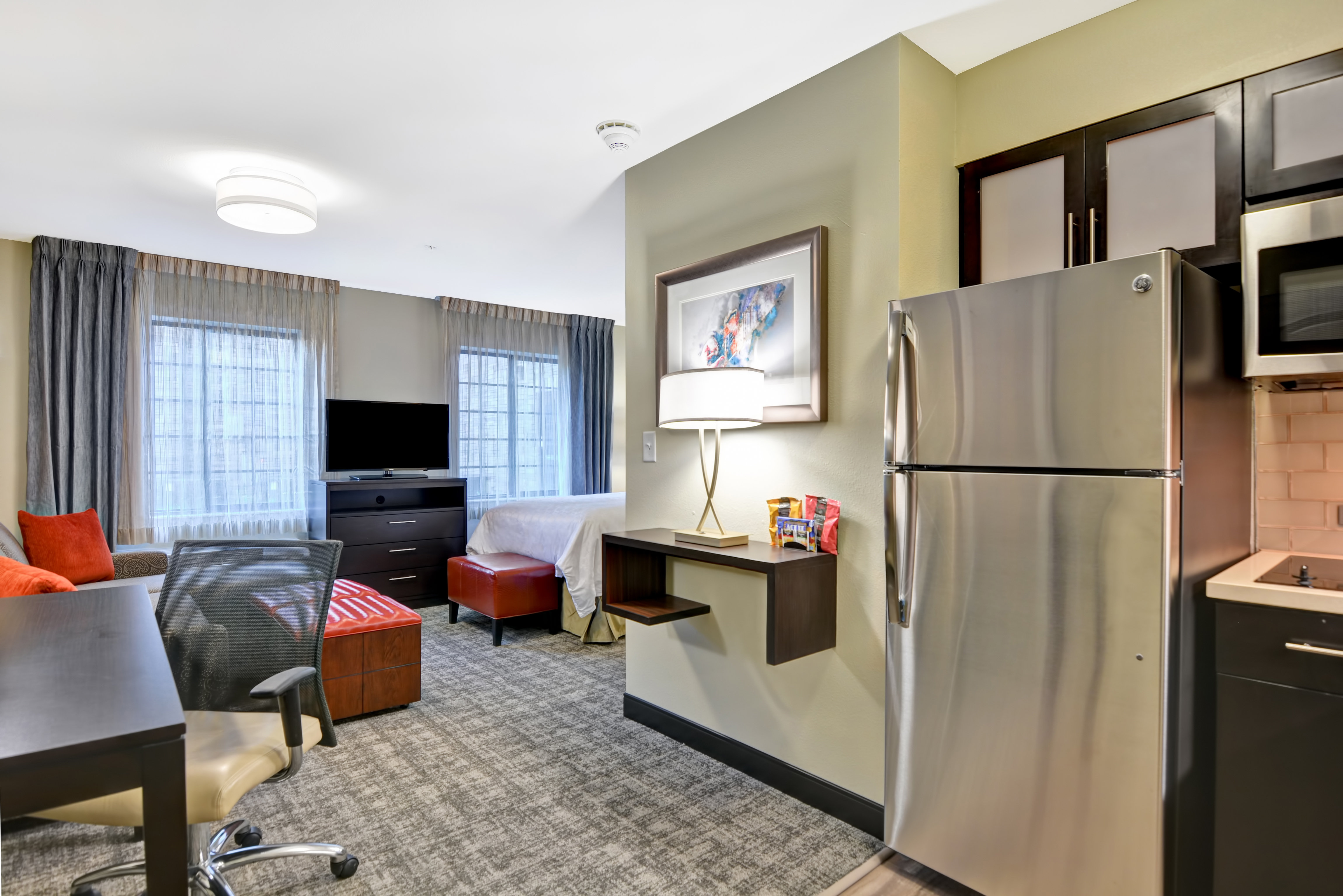 Our guest Suites feature a kitchen with full sized refrigerator.