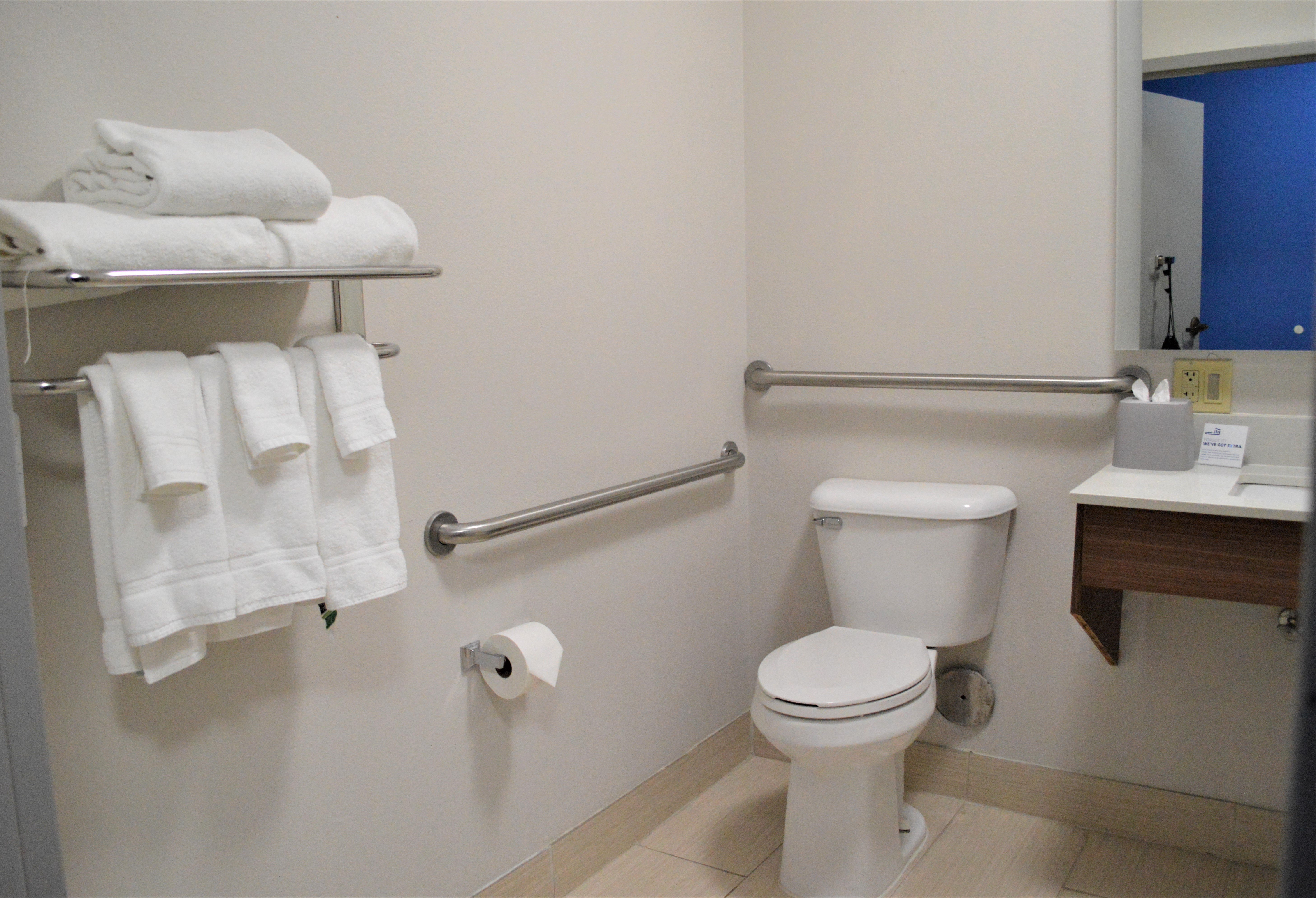 Relax in our spacious Guest Bathroom with ADA/Handicap access.