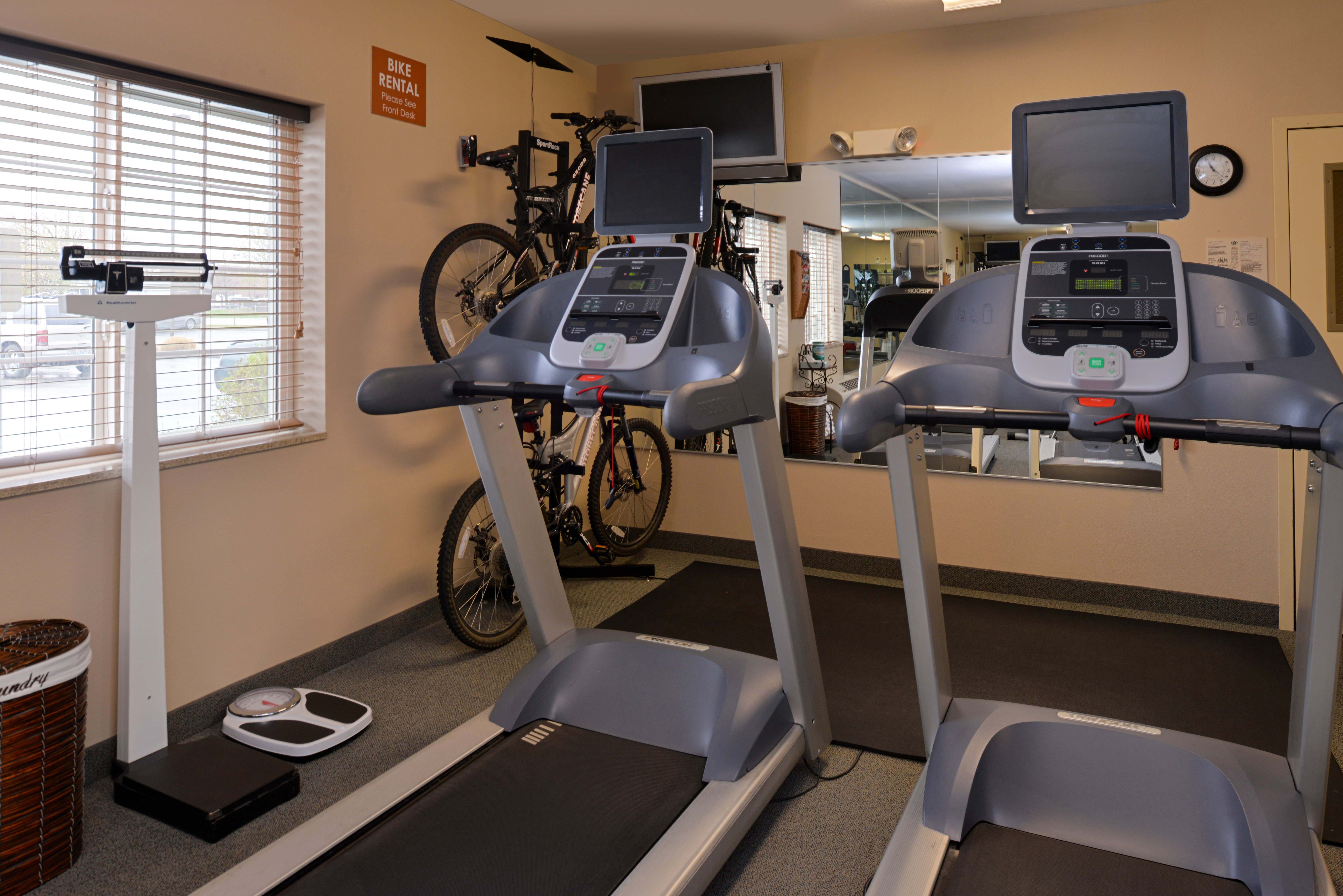 Stay active indoor or outdoor with bike rentals and treadmills. 