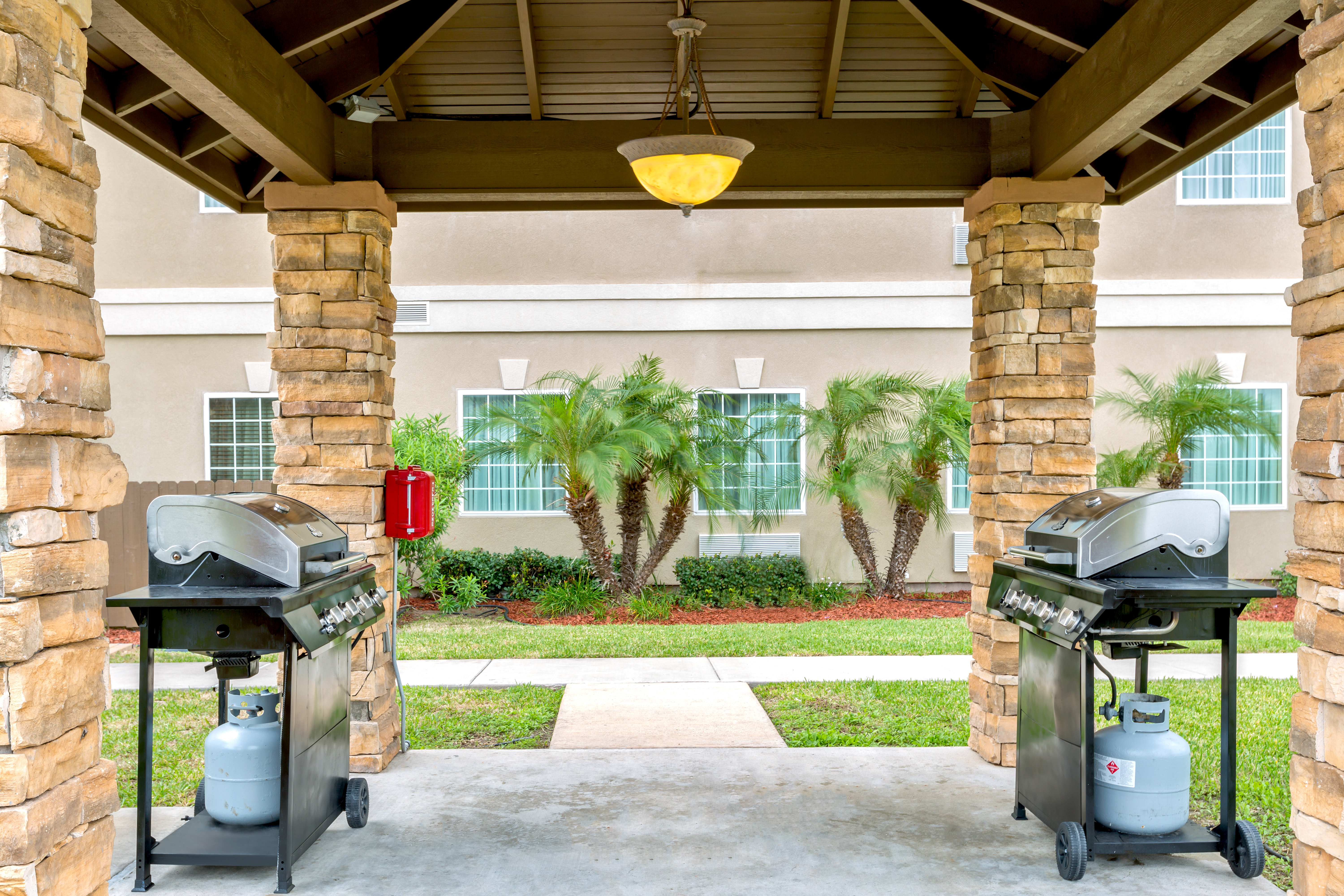 Grill your dinner at on our complimentary gas grills.