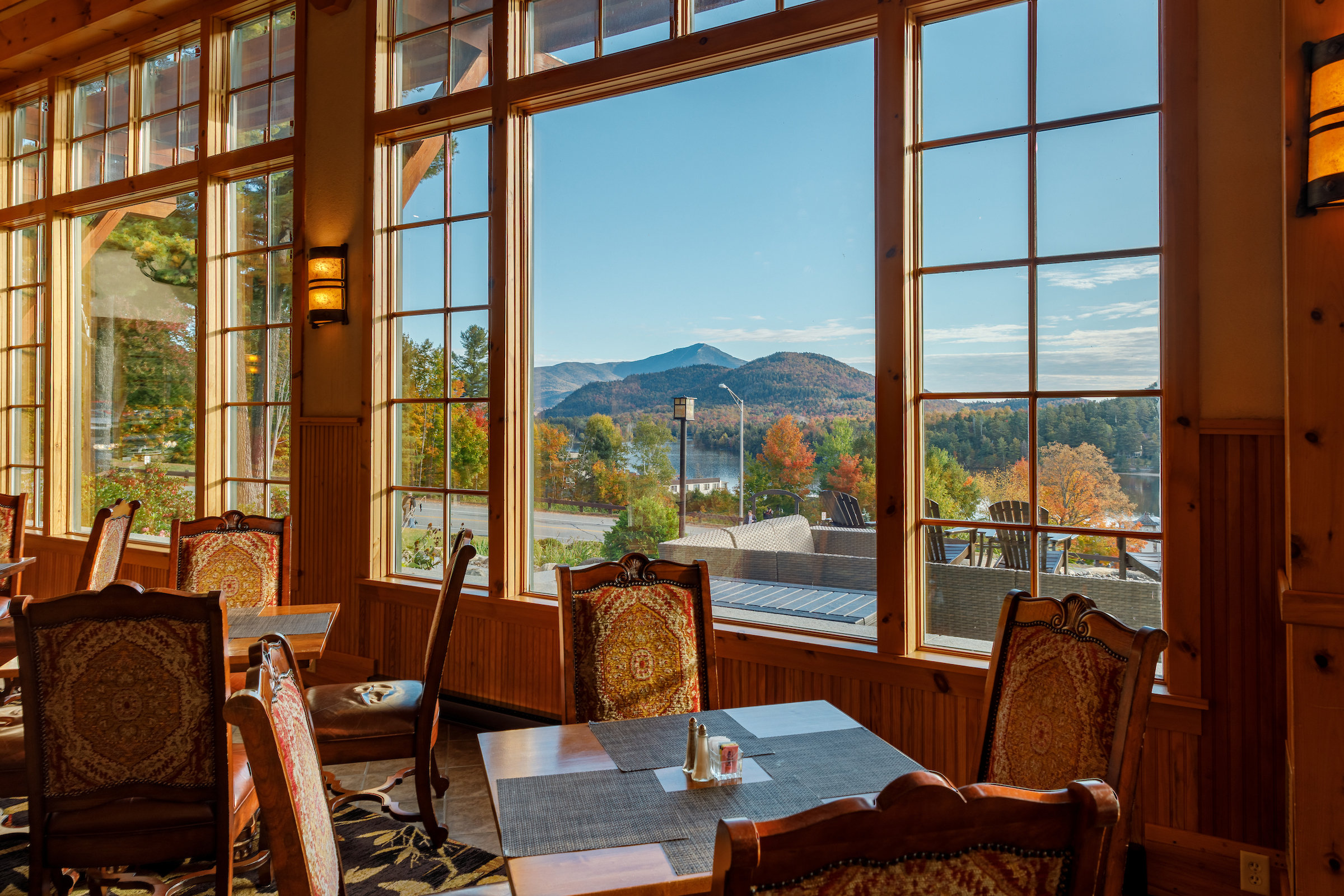 Spectacular mountain views from our Adirondack Great Room