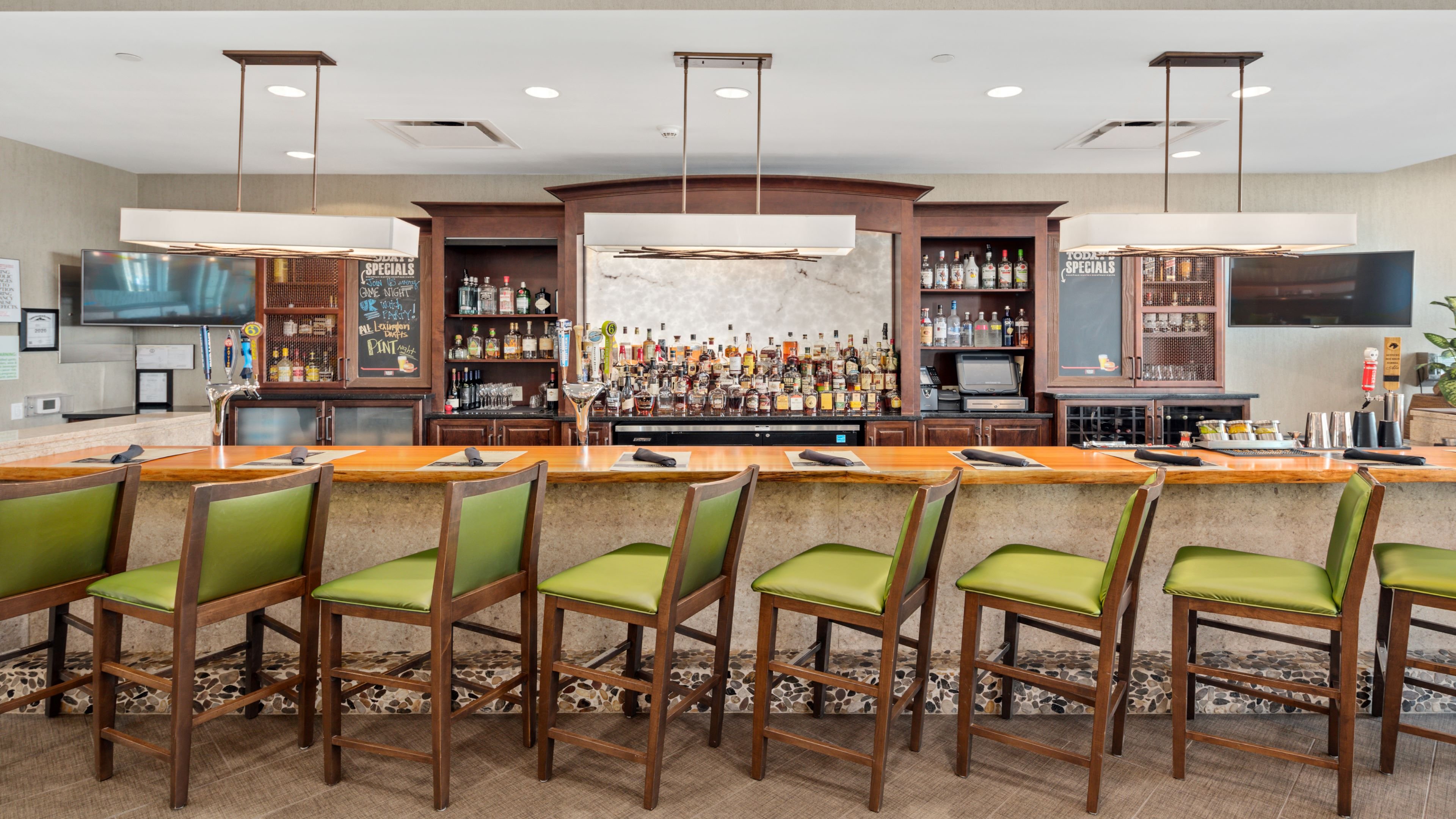 Our bar offers over 20 bourbons and local brews to choose from