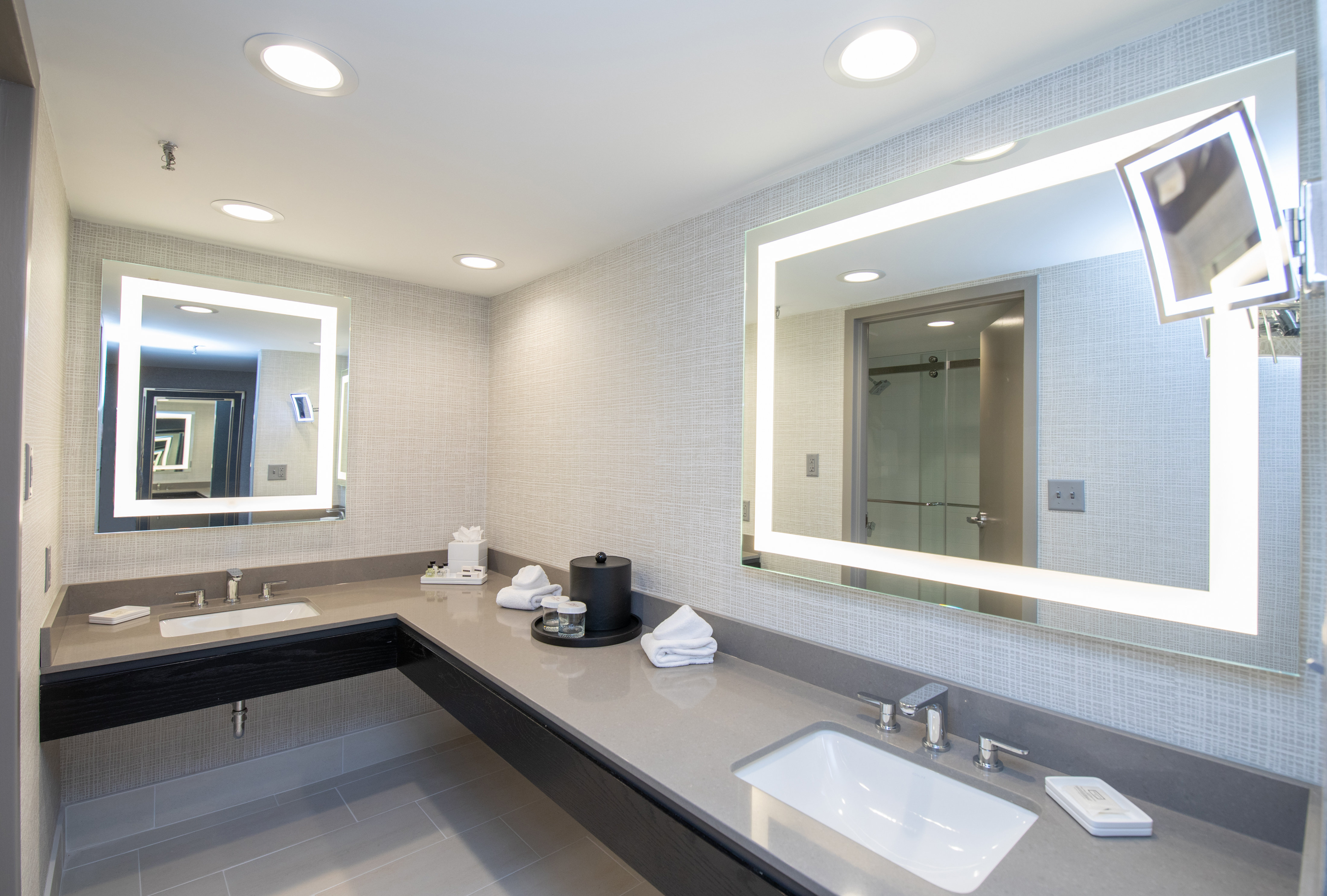 Our well-lit guest bathroom will keep you relaxed and energized.
