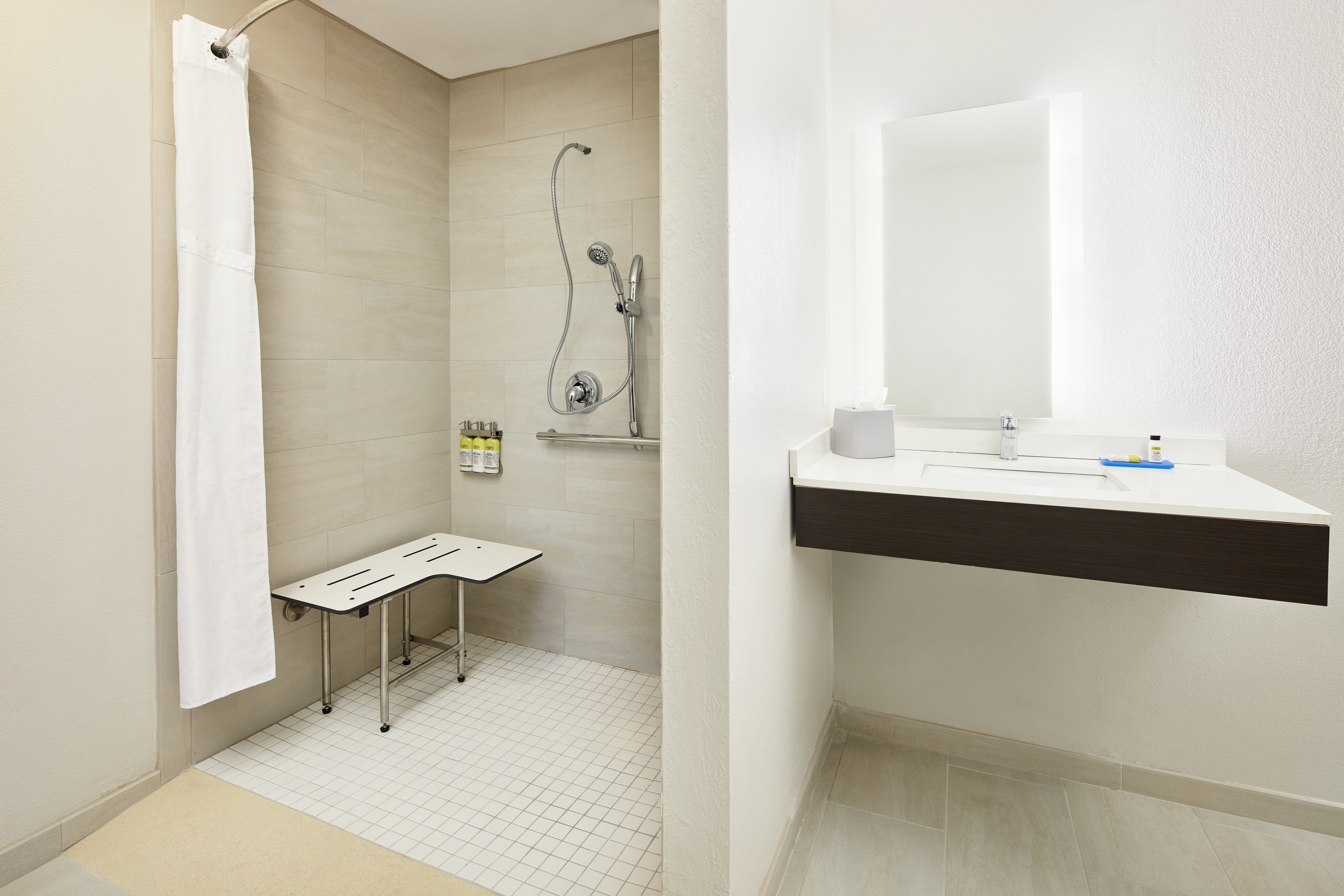 HOLIDAY INN EXP PORT RICHEY-guestroom-ADA Guest Bathroom with Roll-in Shower.jpg