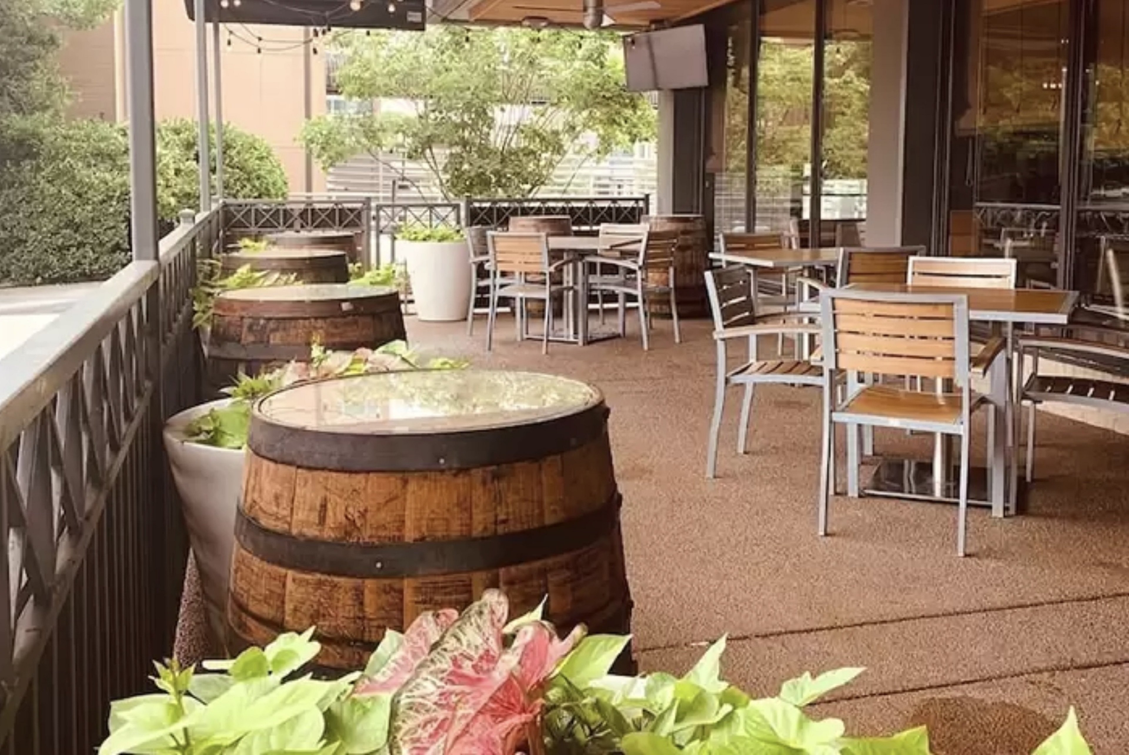 Enjoy outdoor dining at our Commodore Grille