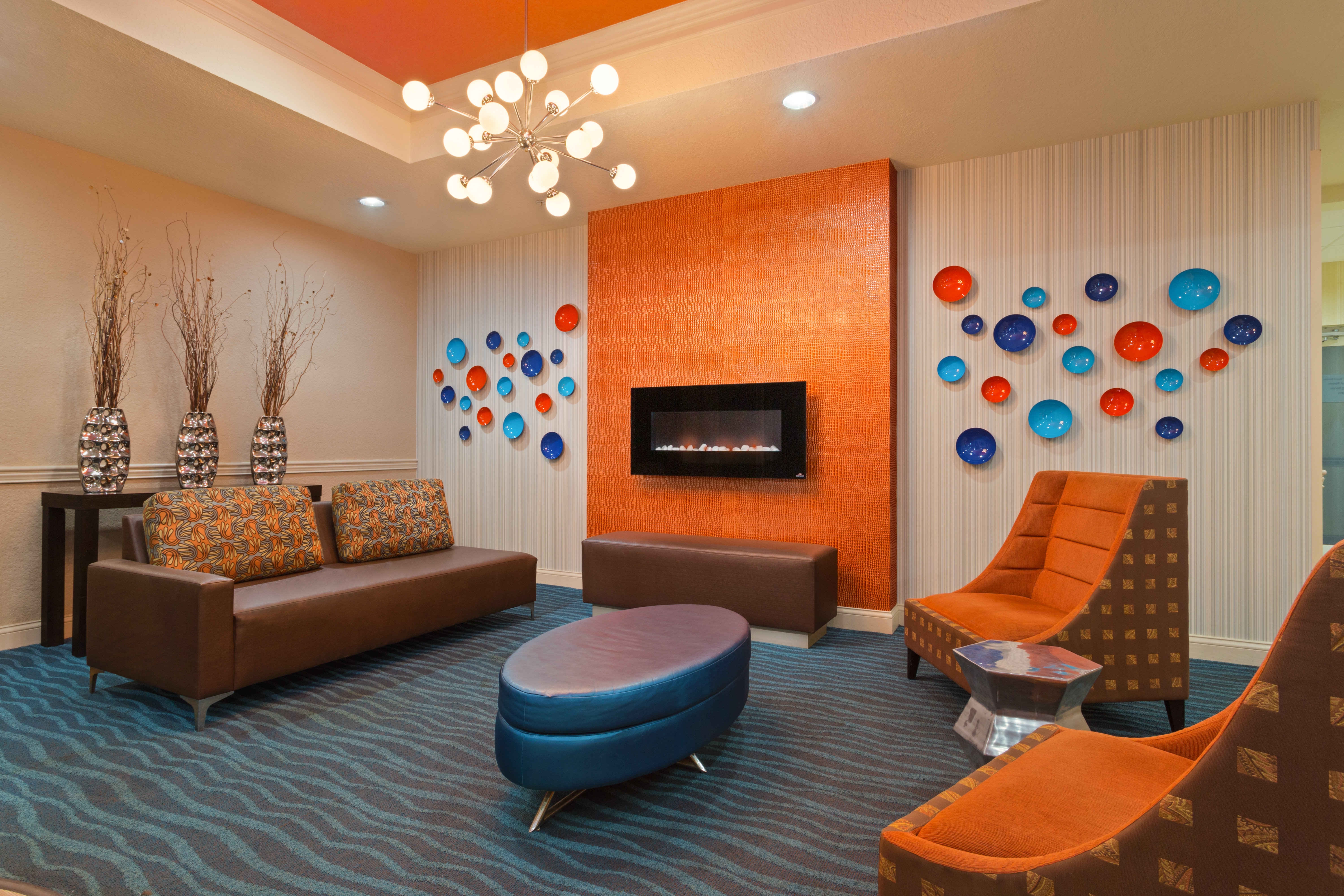 Our trendy lobby will be sure to brighten your day!