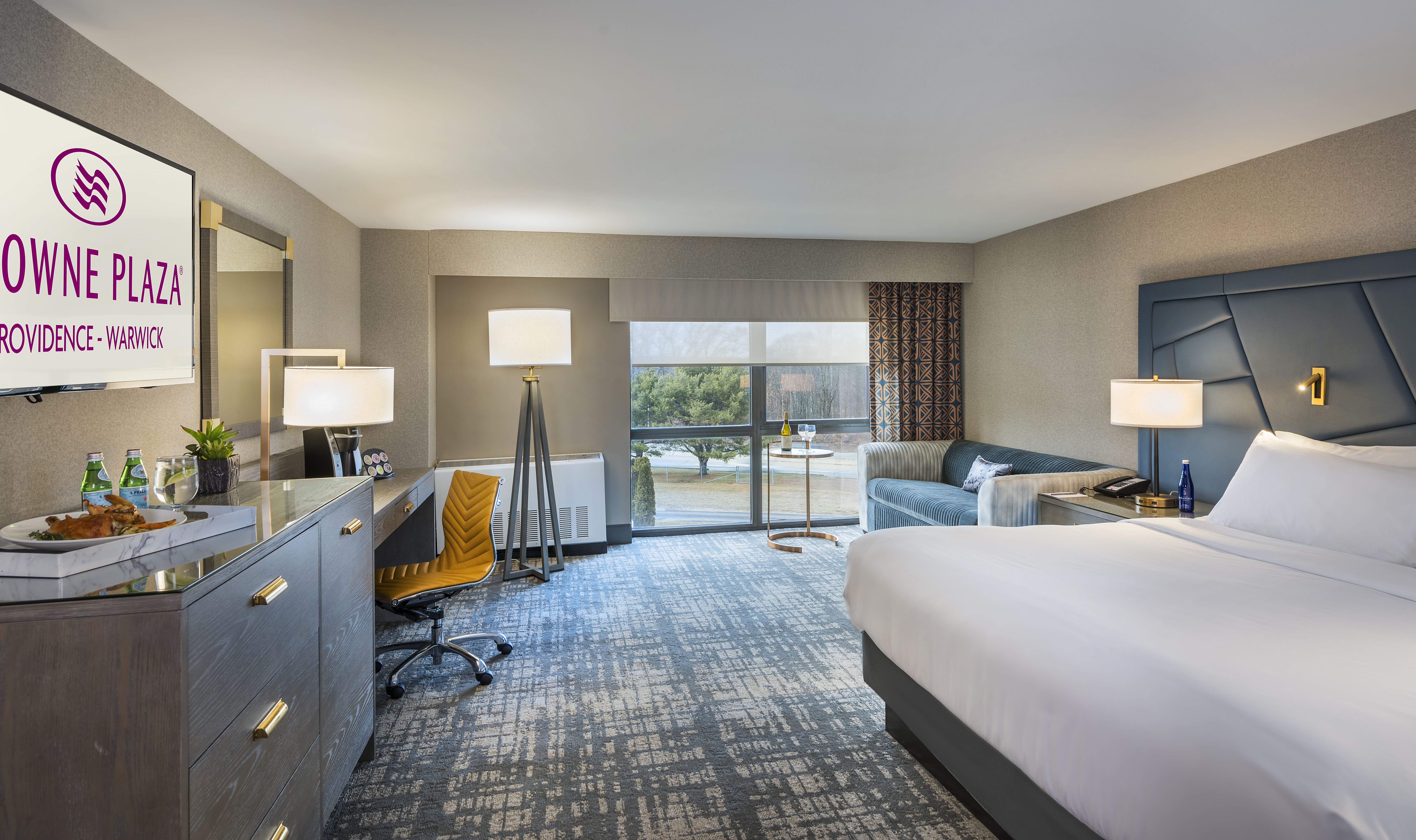 Check-in to our spacious king guest room and its amenities.