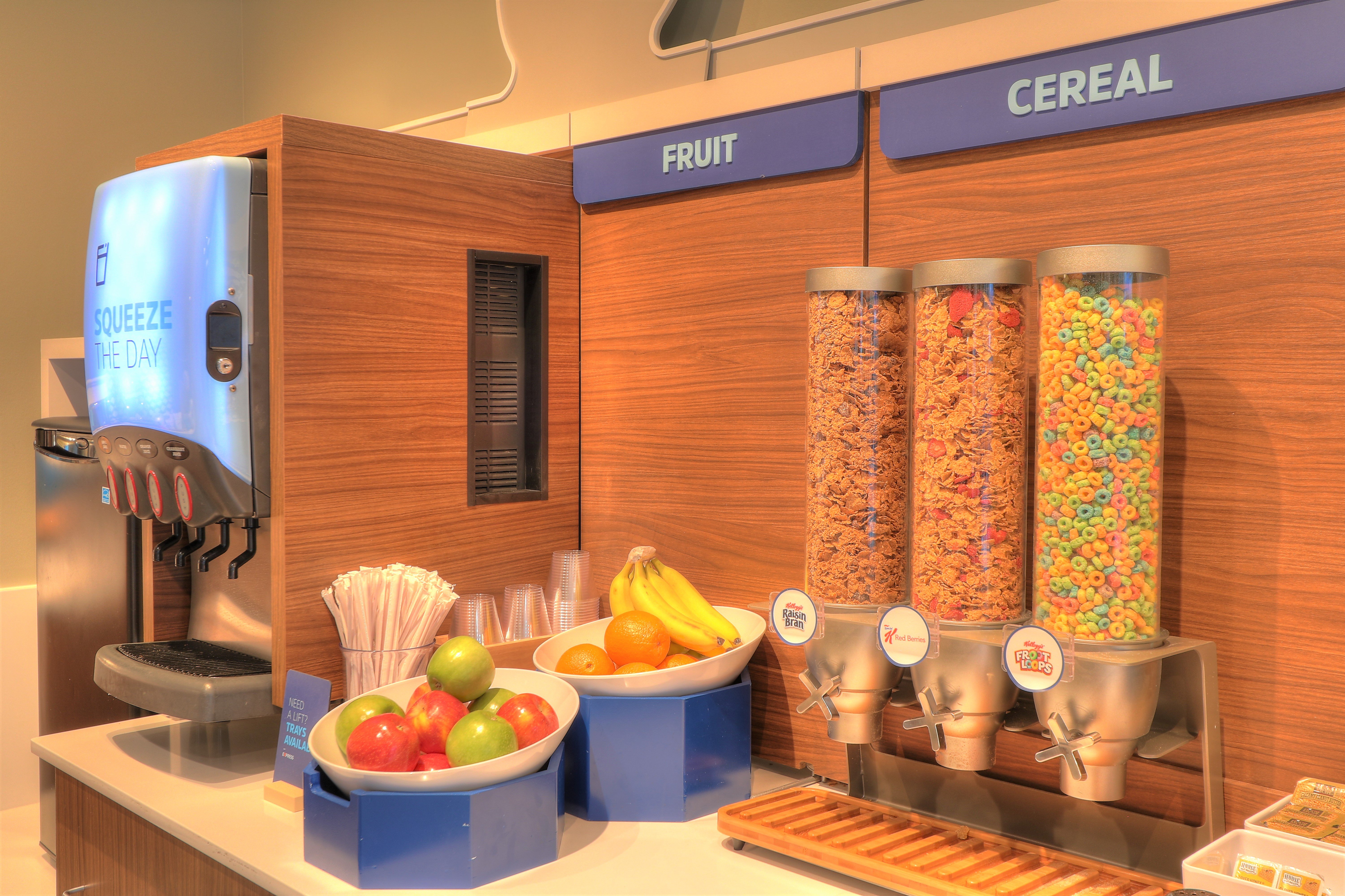 Cold Cereal and Fresh Fruit is always available at Breakfast
