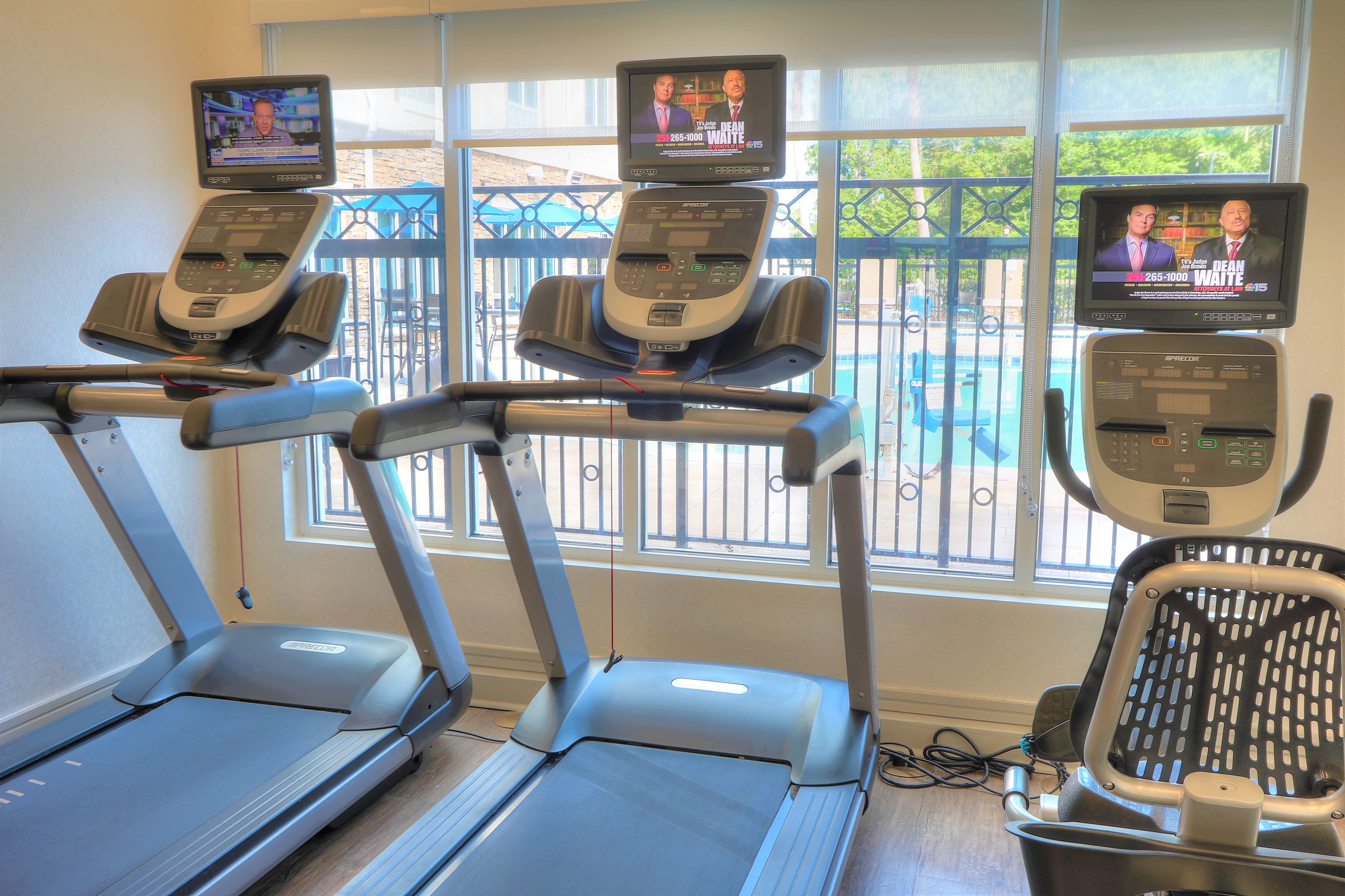 Enjoy the view while working out in our 24 Hour Fitness Center 